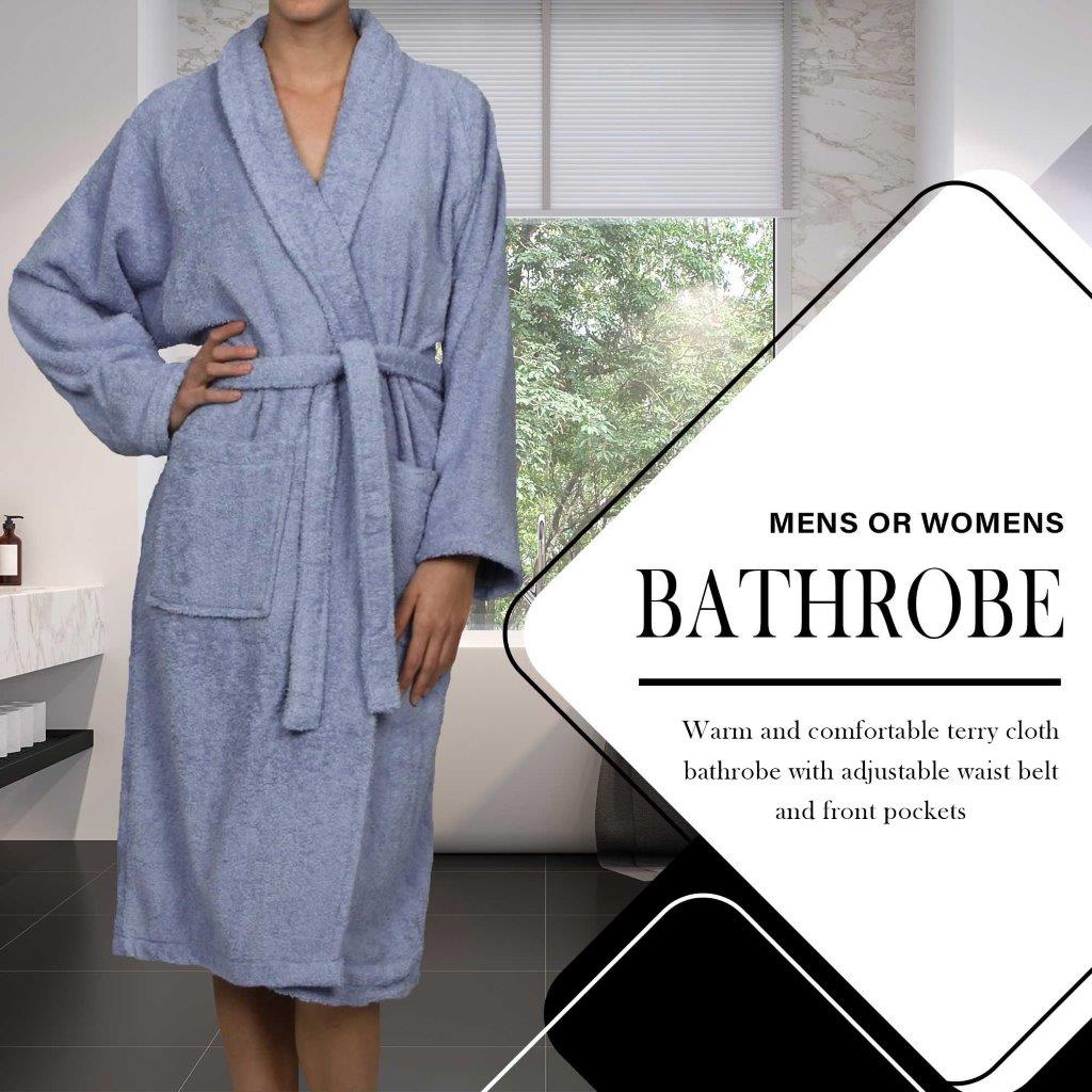 Cotton Ultra Soft Terry Adult Unisex Lightweight Luxury Bathrobe - Blue Nile Mills