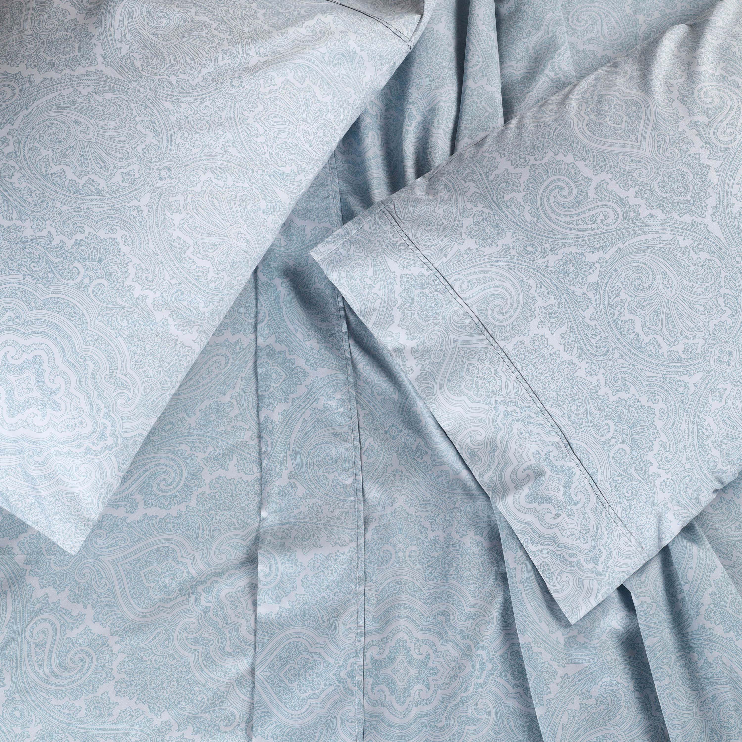 Italian Paisley Cotton Blend 600 Thread Count Deep Pocket Sheet Set - Blue Nile Mills