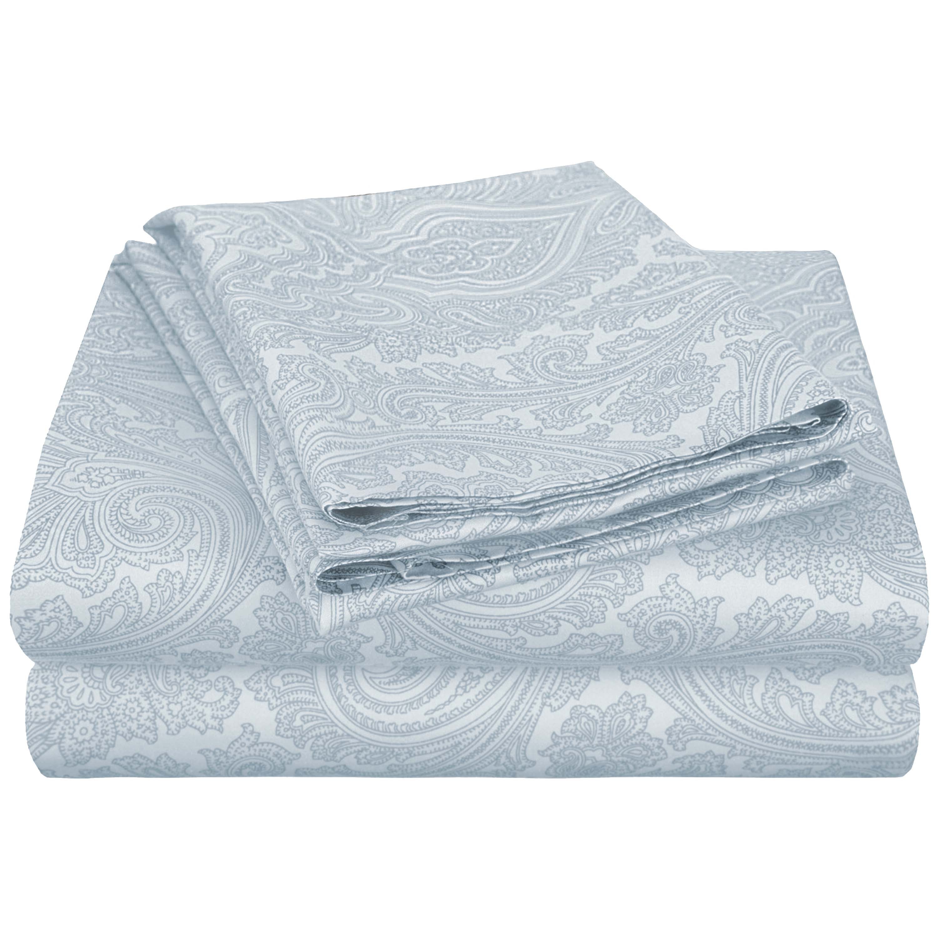 Italian Paisley Cotton Blend 600 Thread Count Deep Pocket Sheet Set - Blue Nile Mills