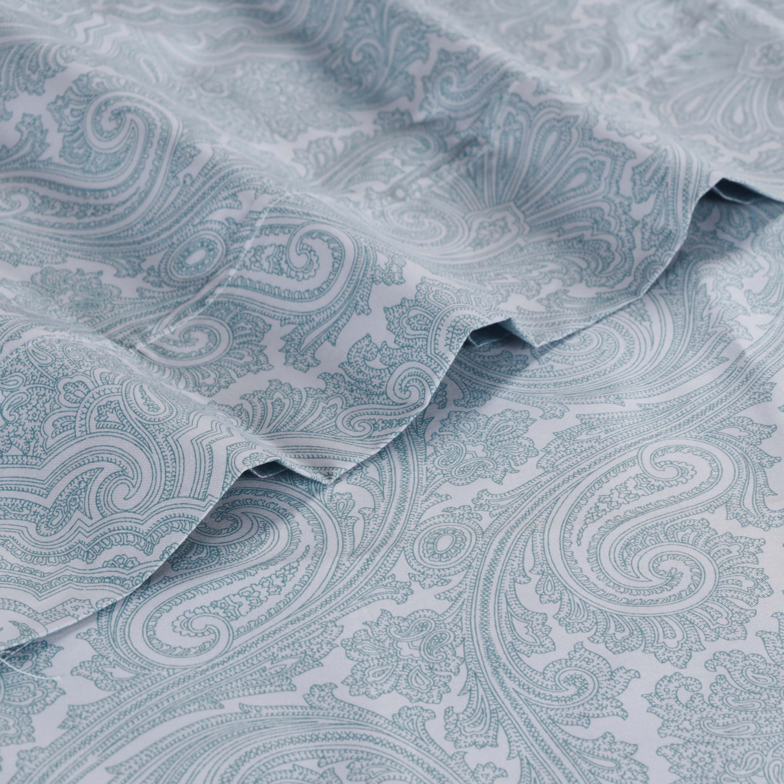 Italian Paisley Cotton Blend 600 Thread Count Deep Pocket Sheet Set - Blue Nile Mills