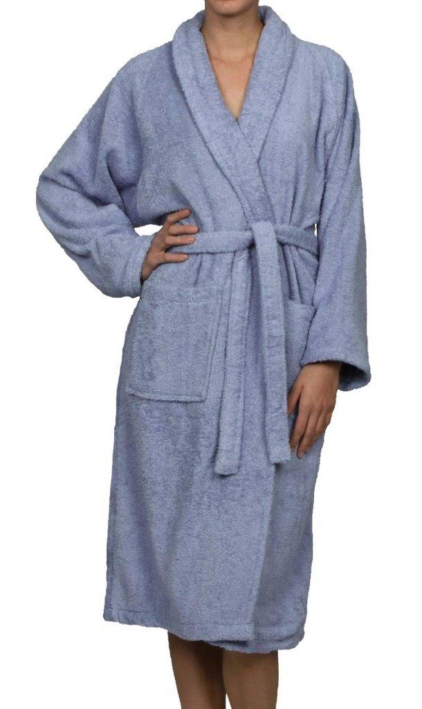 Cotton Ultra Soft Terry Adult Unisex Lightweight Luxury Bathrobe - Blue Nile Mills
