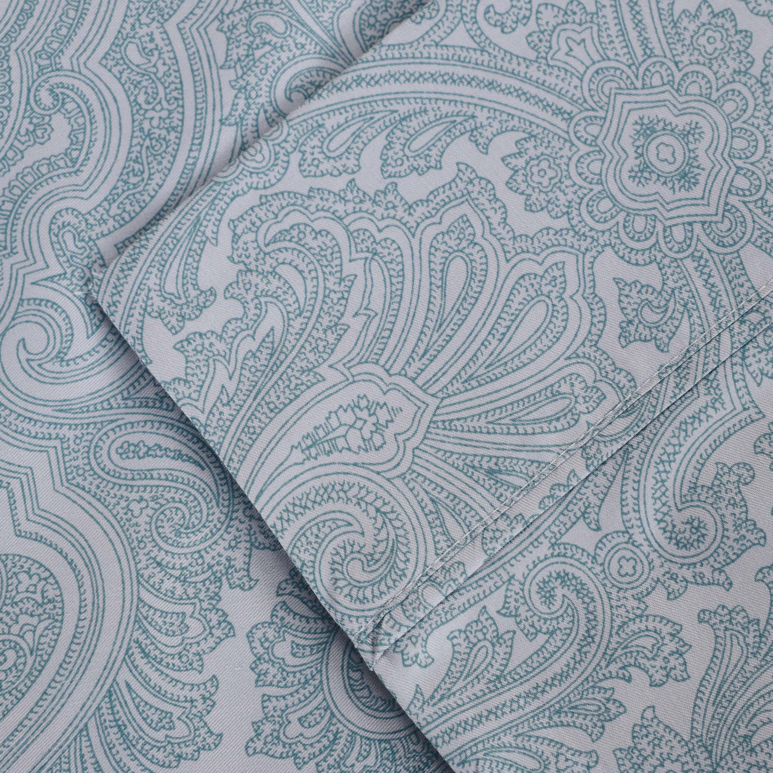Italian Paisley Cotton Blend 600 Thread Count Deep Pocket Sheet Set - Blue Nile Mills