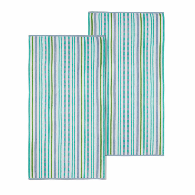 Striped Cotton Oversized 2-Piece Beach Towel Set - Blue Nile Mills