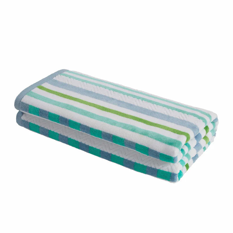 Striped Cotton Oversized 2-Piece Beach Towel Set - Blue Nile Mills