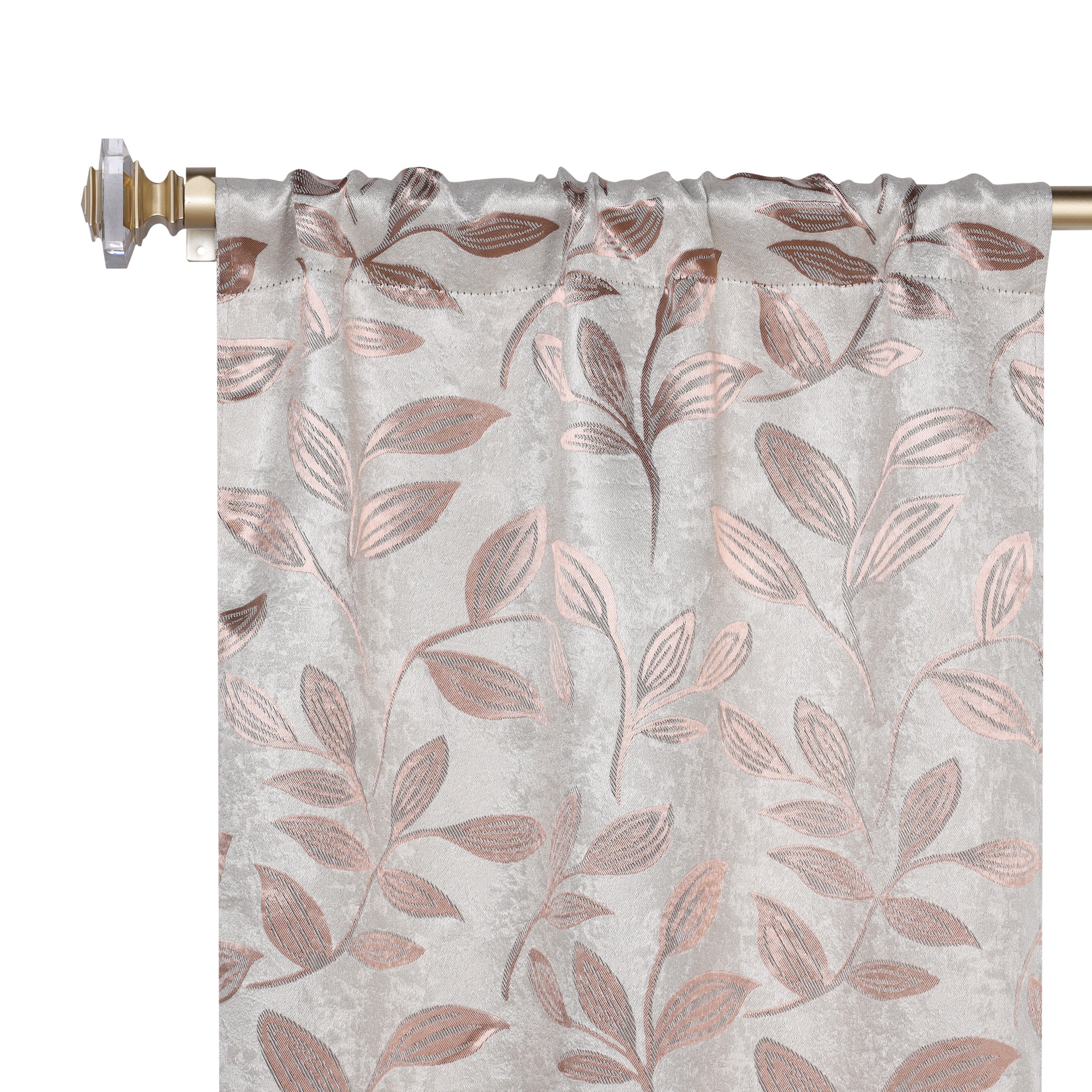 Leaves Rod Pocket Room Darkening Blackout Curtains, Set of 2 - Blue Nile Mills