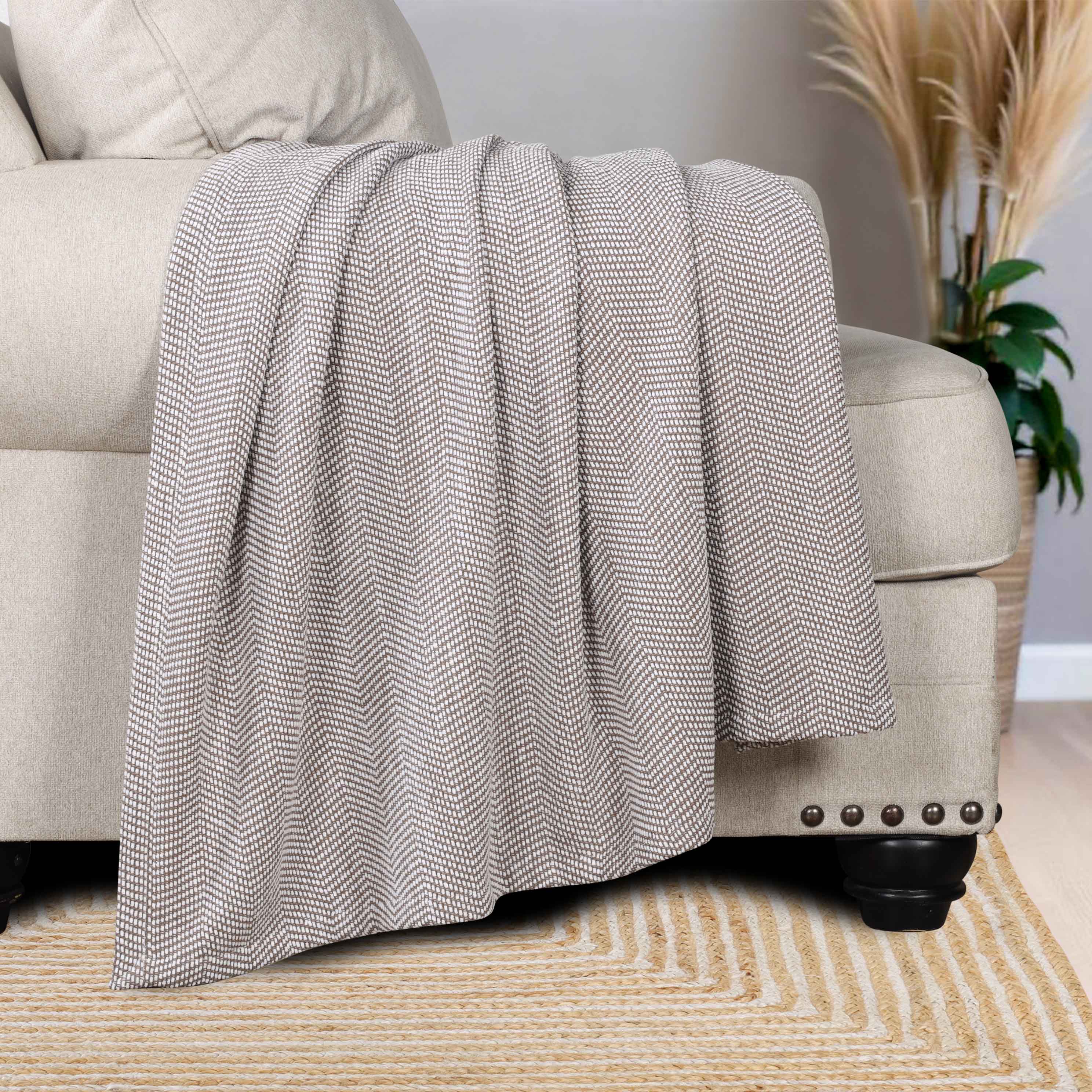 Maya Chenille Herringbone Medium Weight Cotton Blanket - Blue Nile Mills