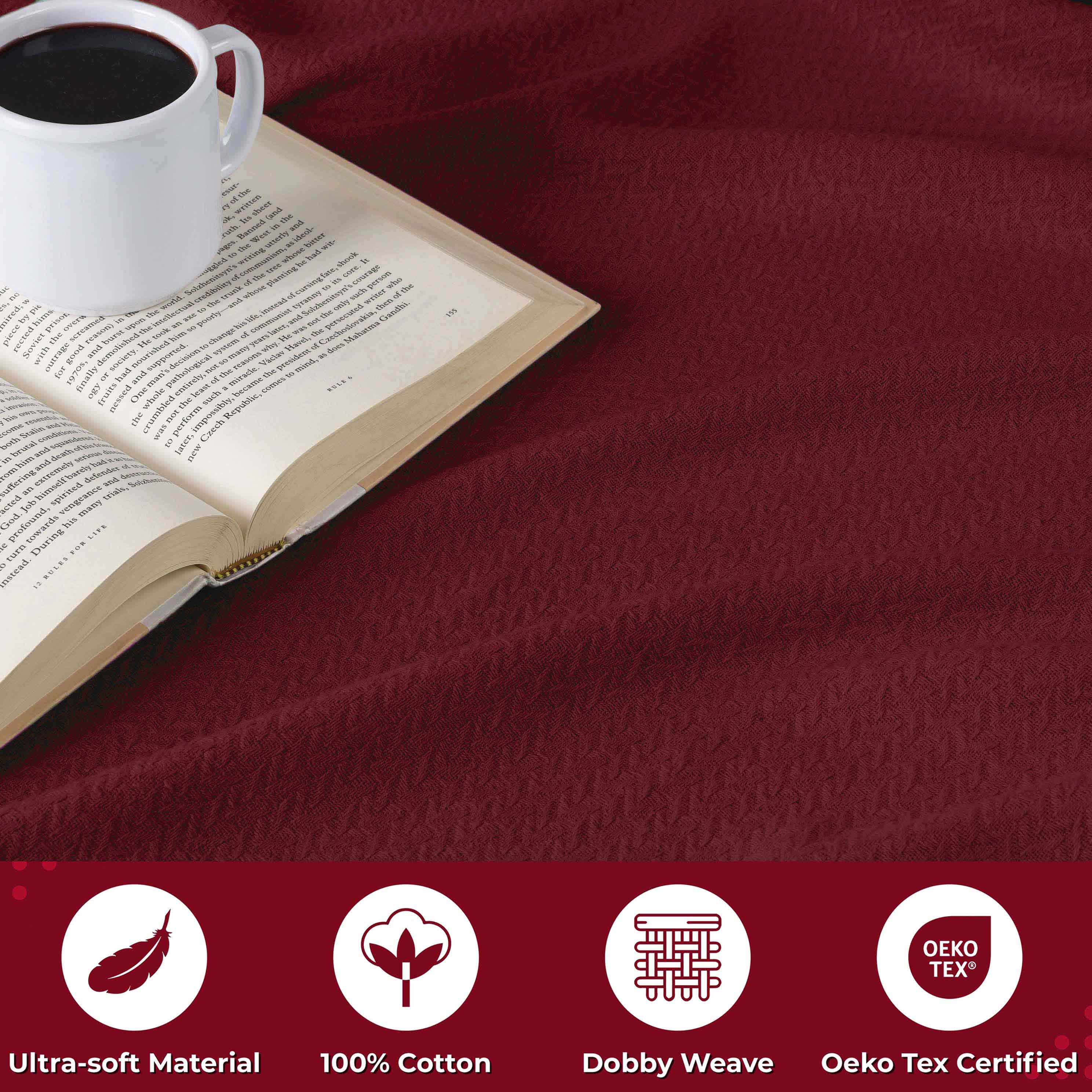 Nobel Cotton Textured Chevron Lightweight Woven Blanket - Blue Nile Mills