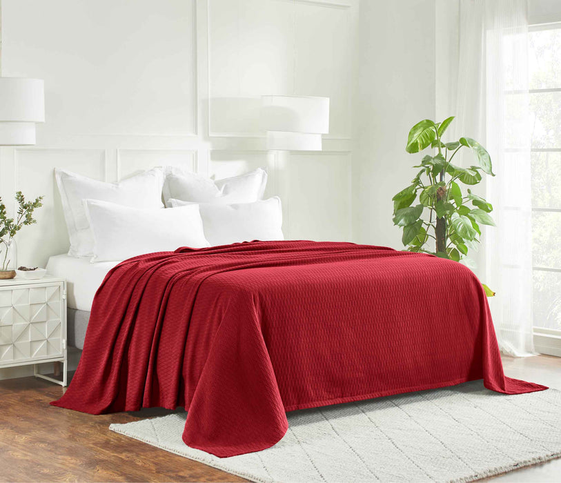 Cotton All Season Diamond Bed Blanket & Sofa Throw - Burgundy