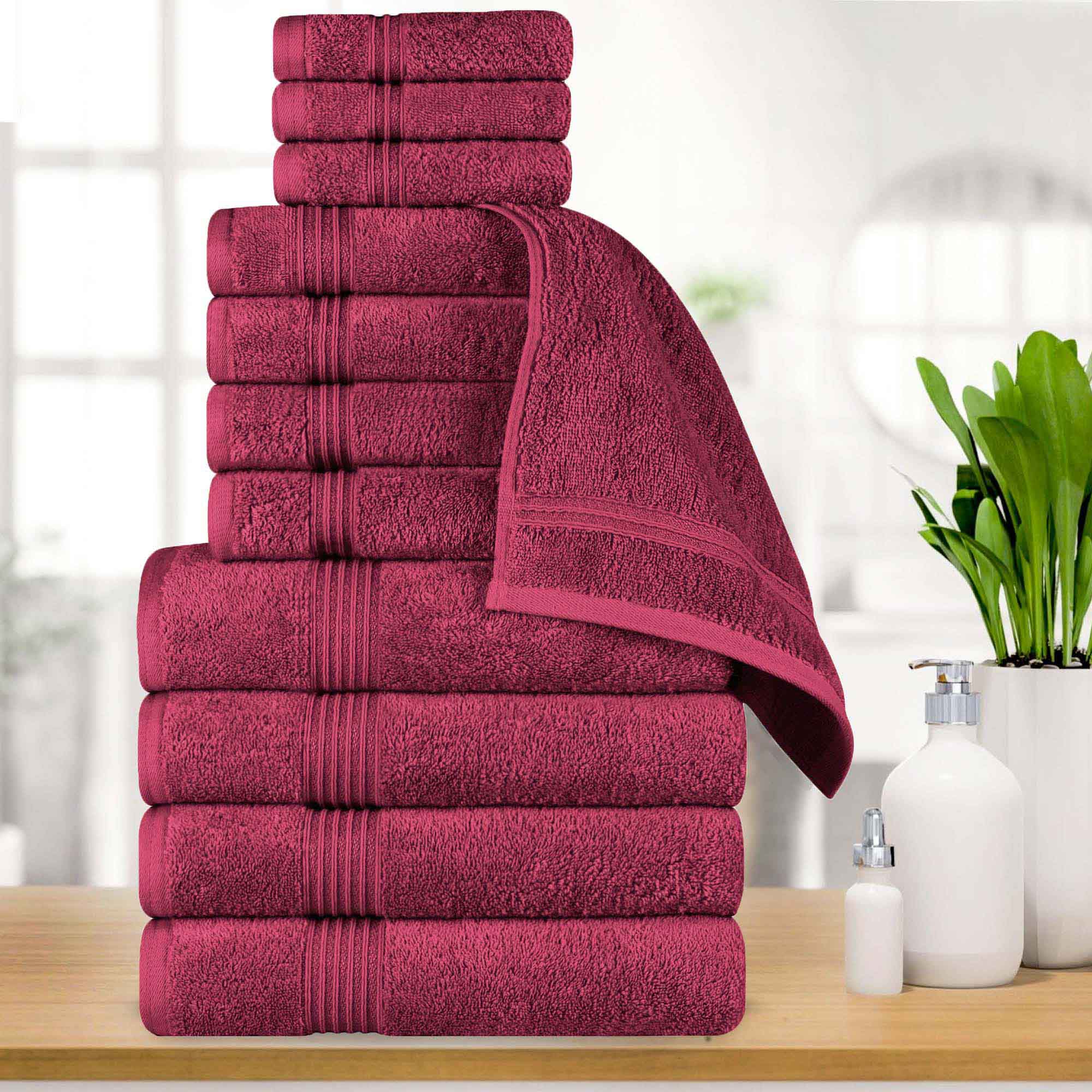 Egyptian Cotton Highly Absorbent Solid 12-Piece Ultra Soft Towel Set - Blue Nile Mills
