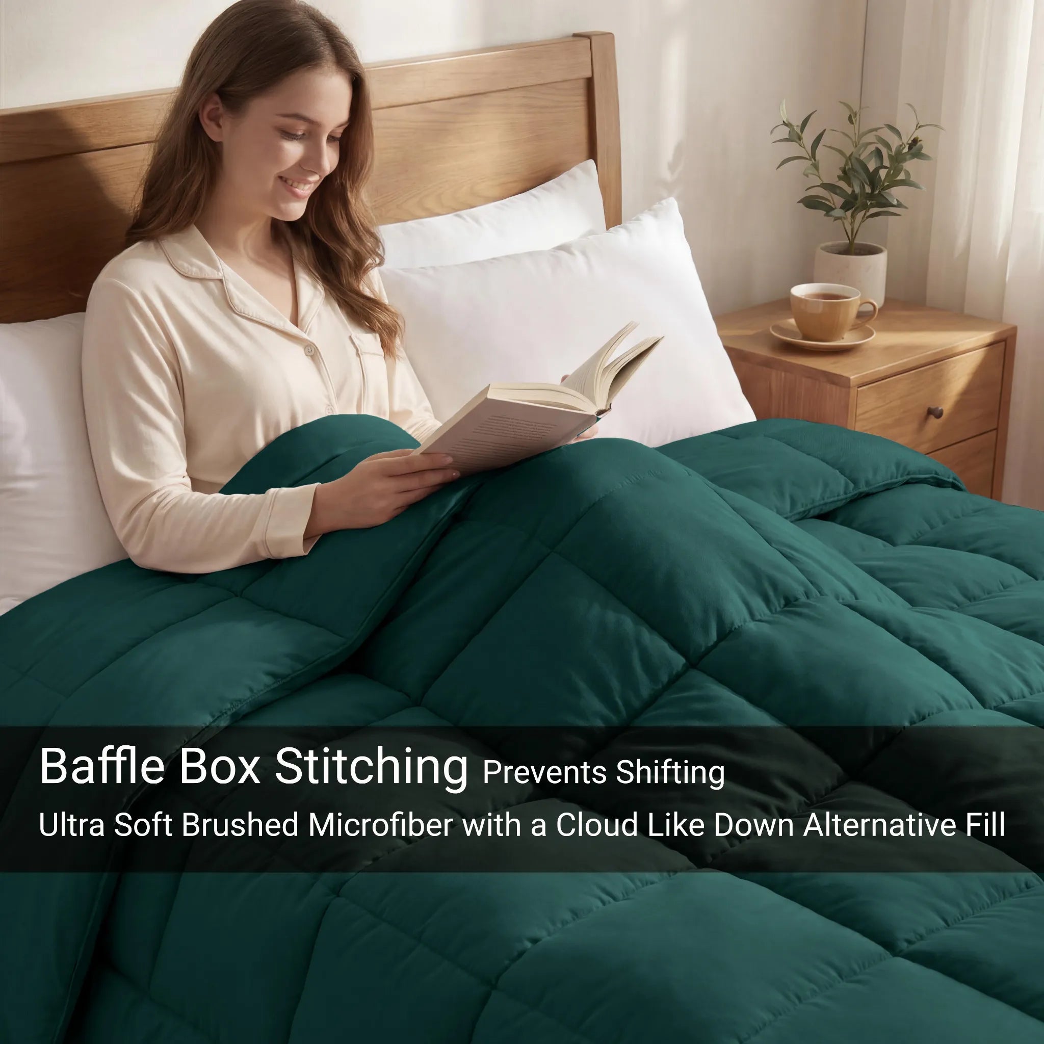 Brushed Microfiber Down Alternative Medium Weight Solid Comforter