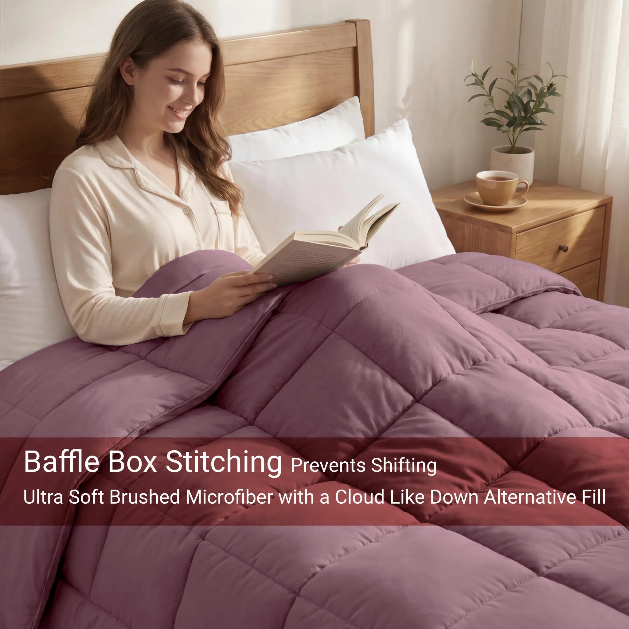 Brushed Microfiber Down Alternative Medium Weight Solid Comforter