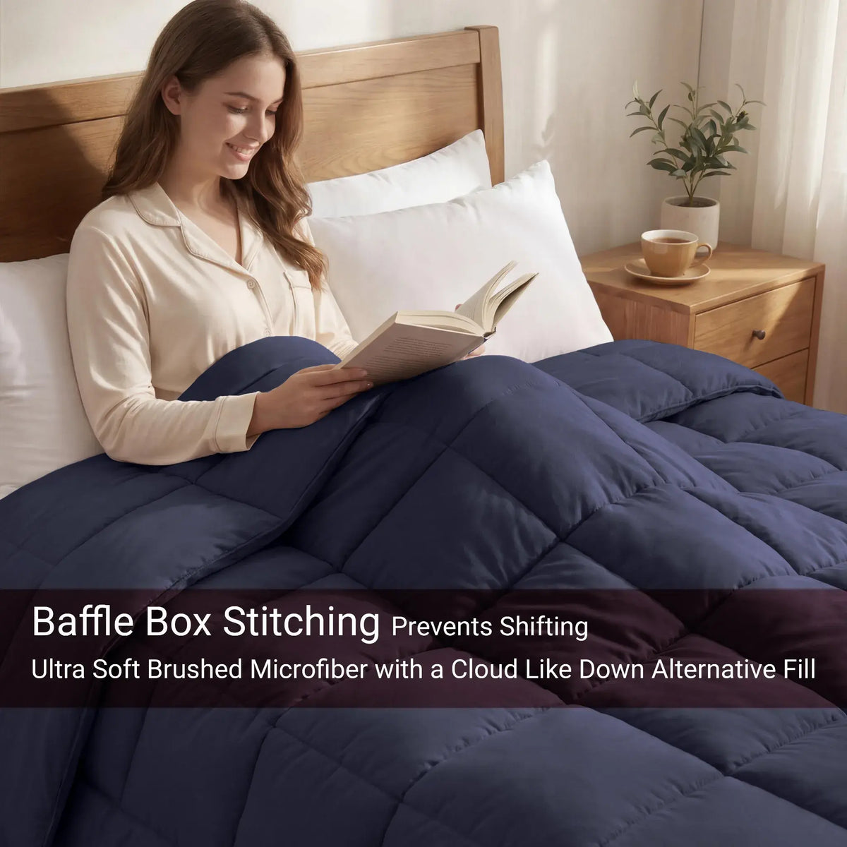 Brushed Microfiber Down Alternative Medium Weight Solid Comforter