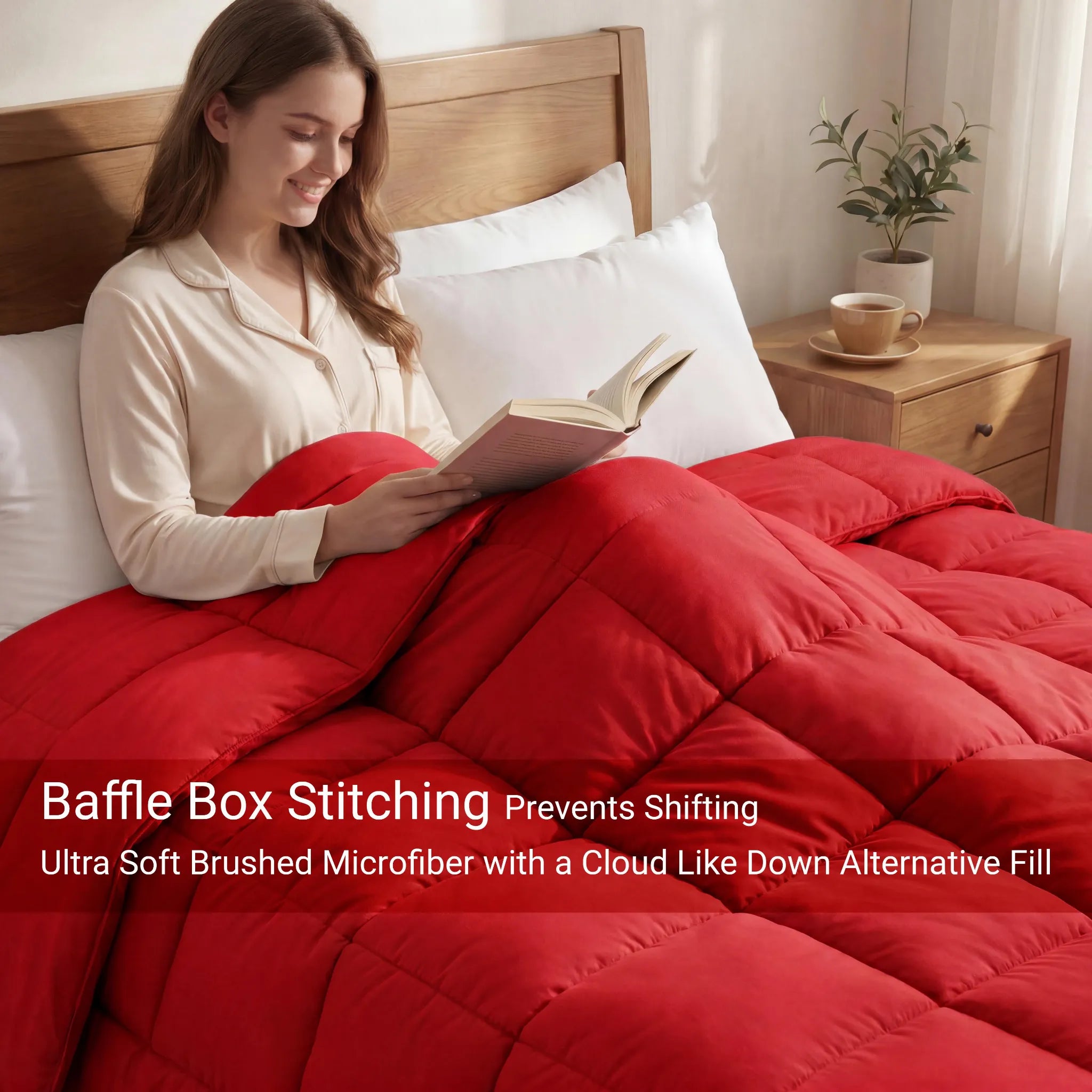 Brushed Microfiber Down Alternative Medium Weight Solid Comforter