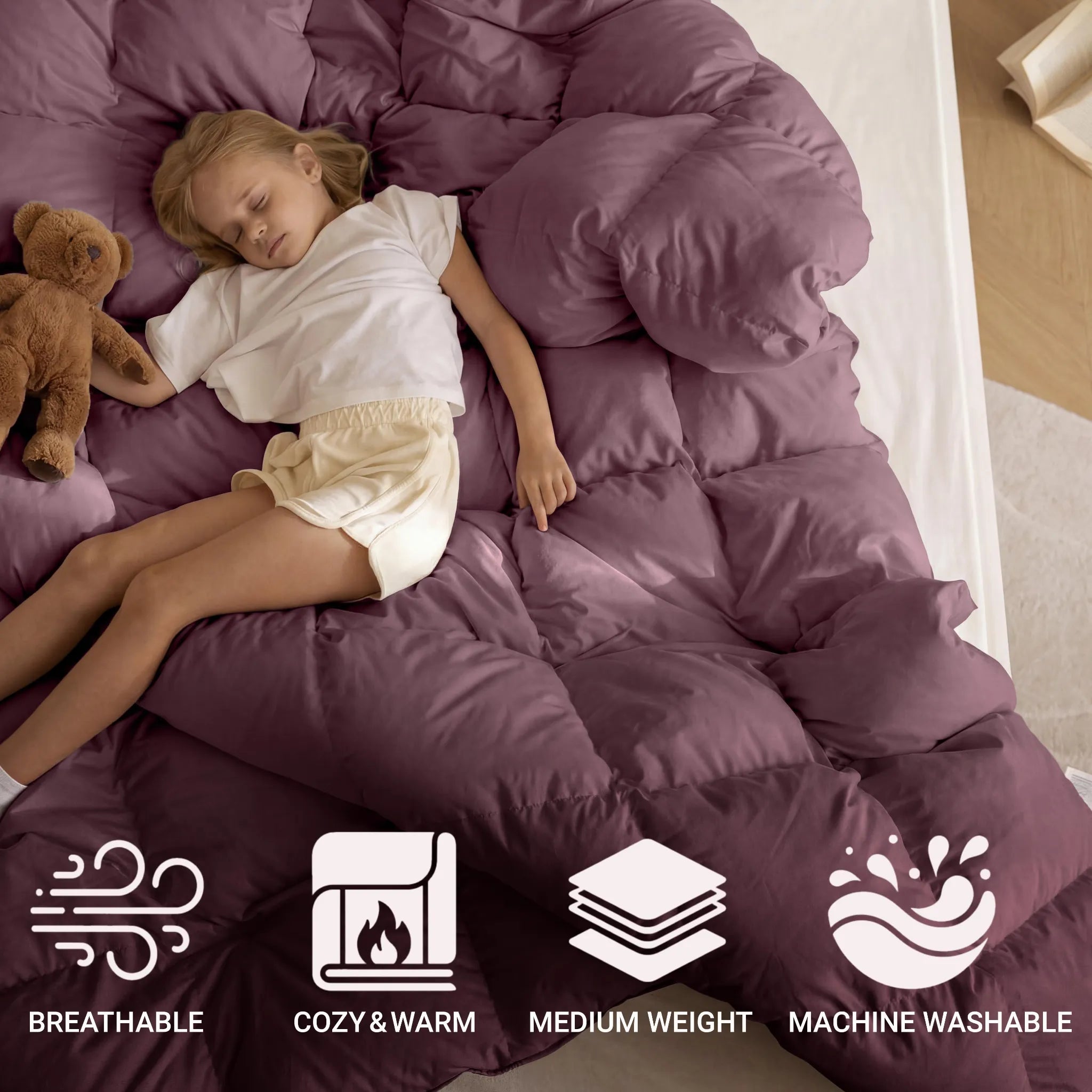 Brushed Microfiber Down Alternative Medium Weight Solid Comforter