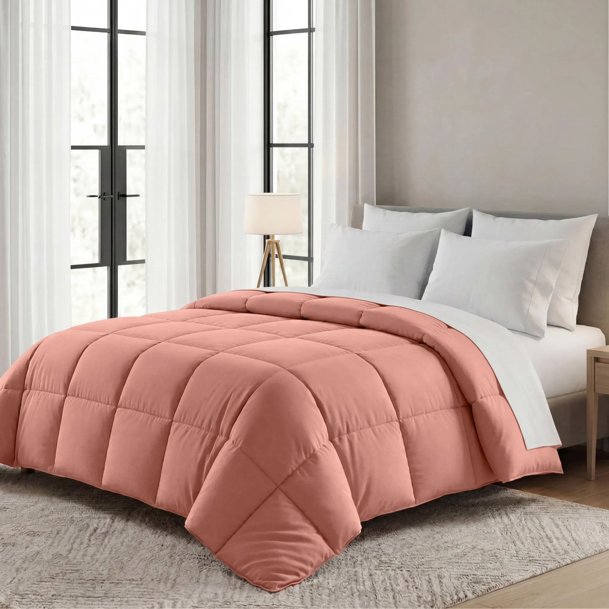 Brushed Microfiber Down Alternative Medium Weight Solid Comforter