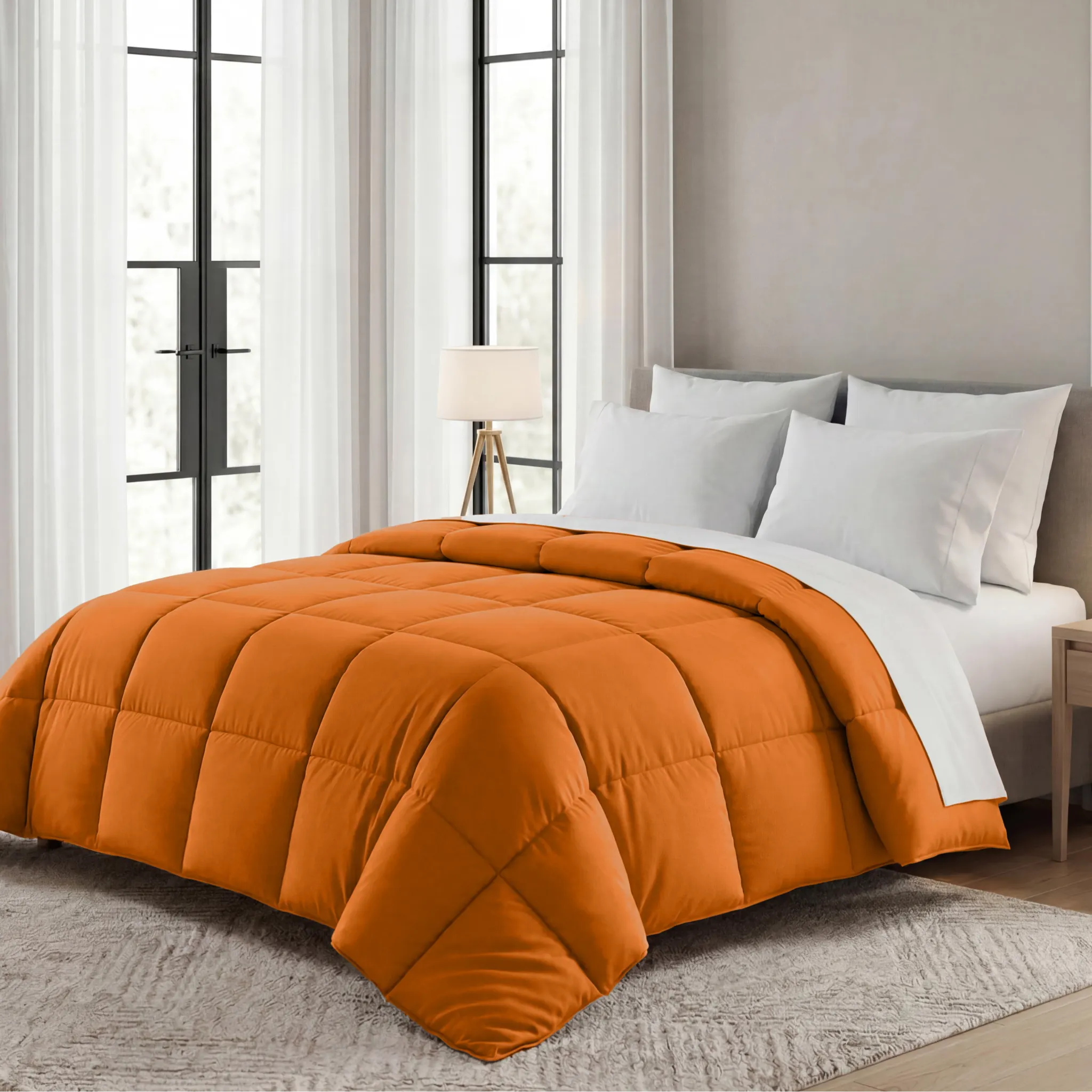 Brushed Microfiber Down Alternative Medium Weight Solid Comforter