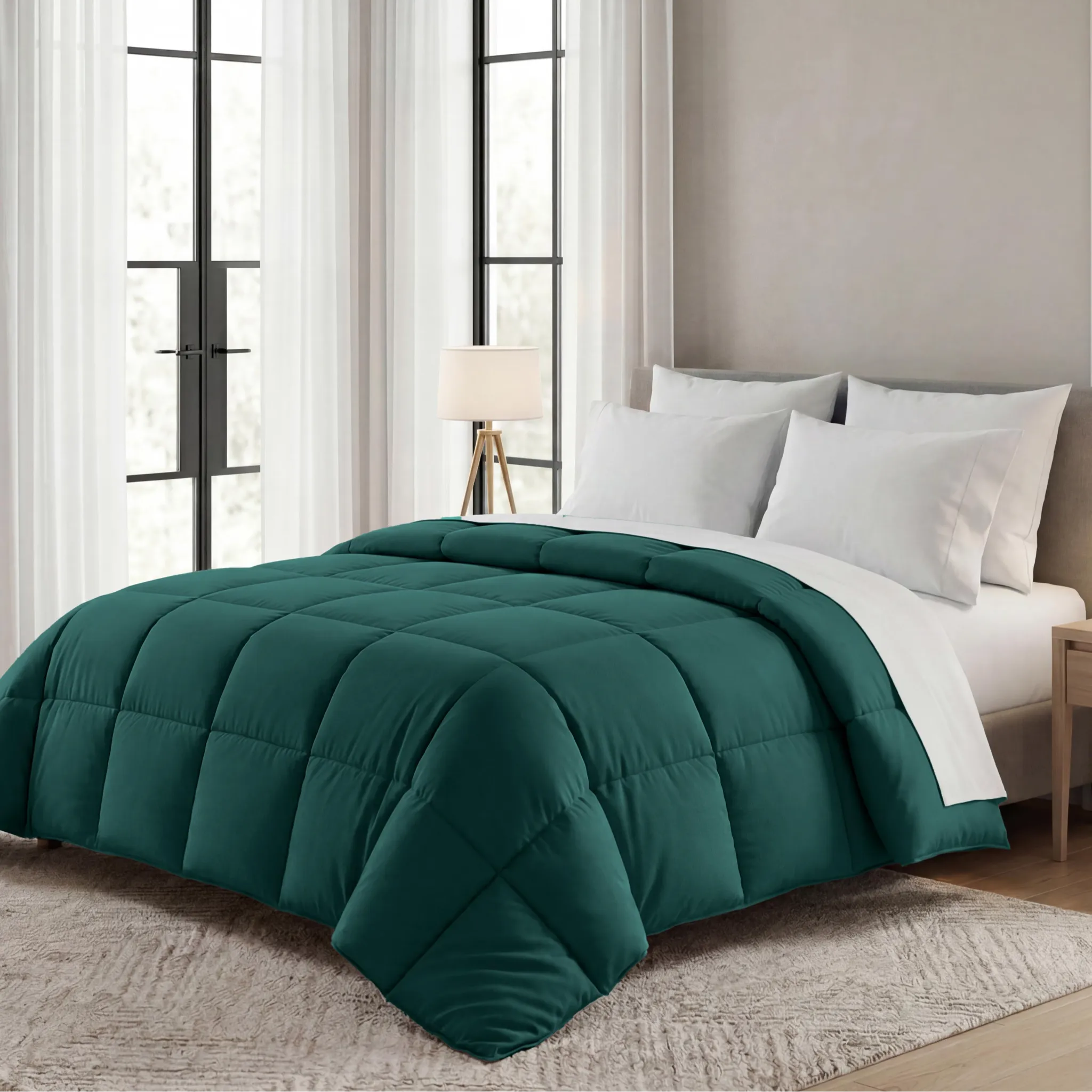 Brushed Microfiber Down Alternative Medium Weight Solid Comforter