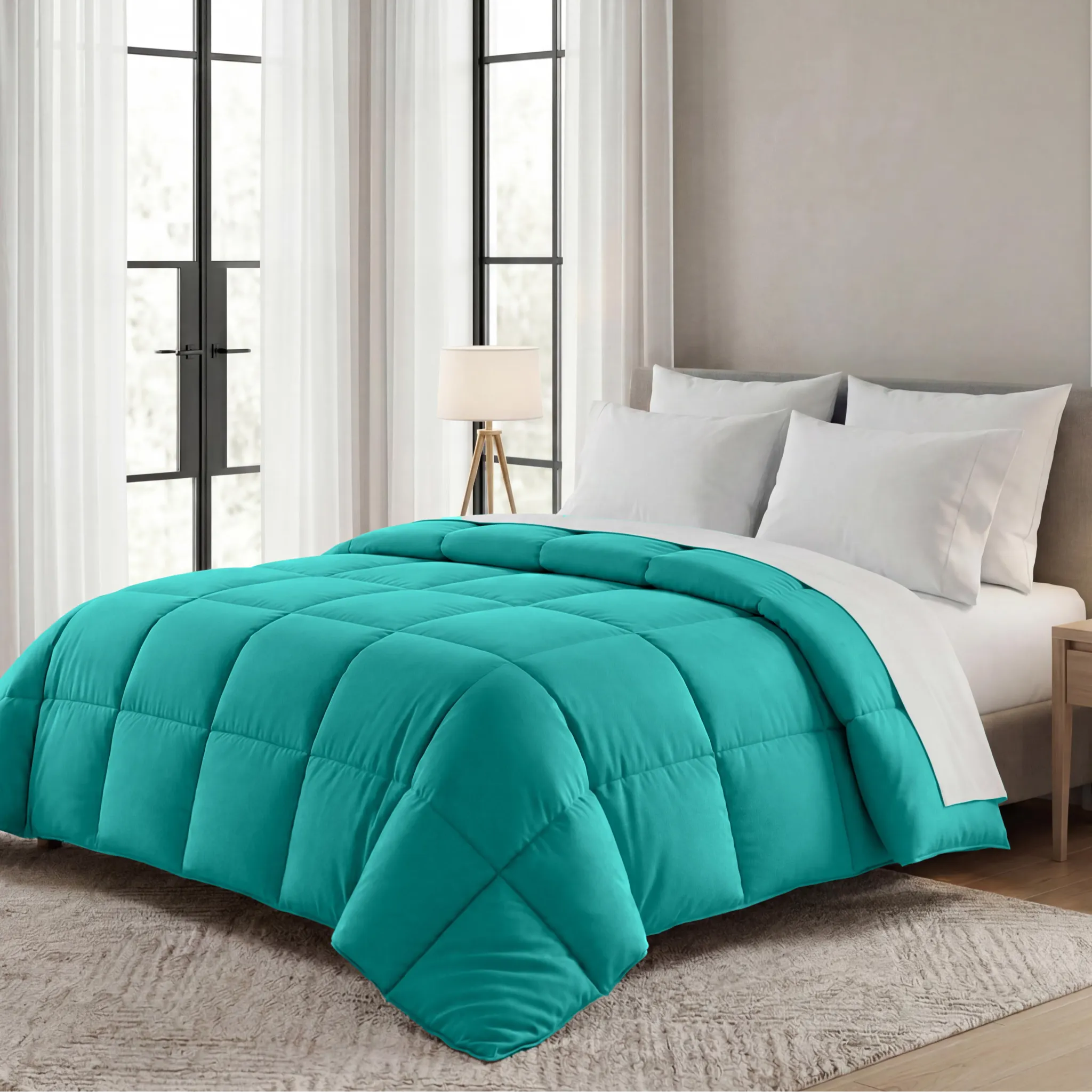 Brushed Microfiber Down Alternative Medium Weight Solid Comforter