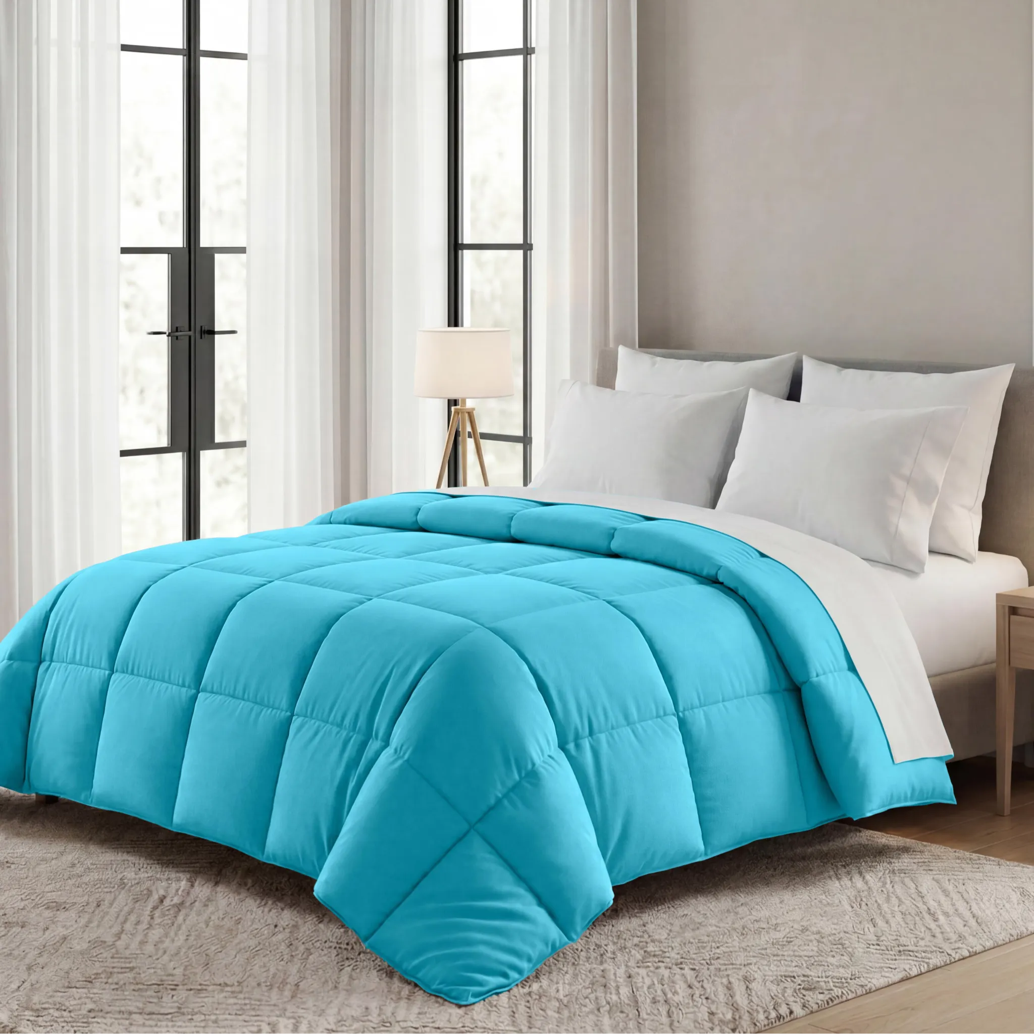 Brushed Microfiber Down Alternative Medium Weight Solid Comforter