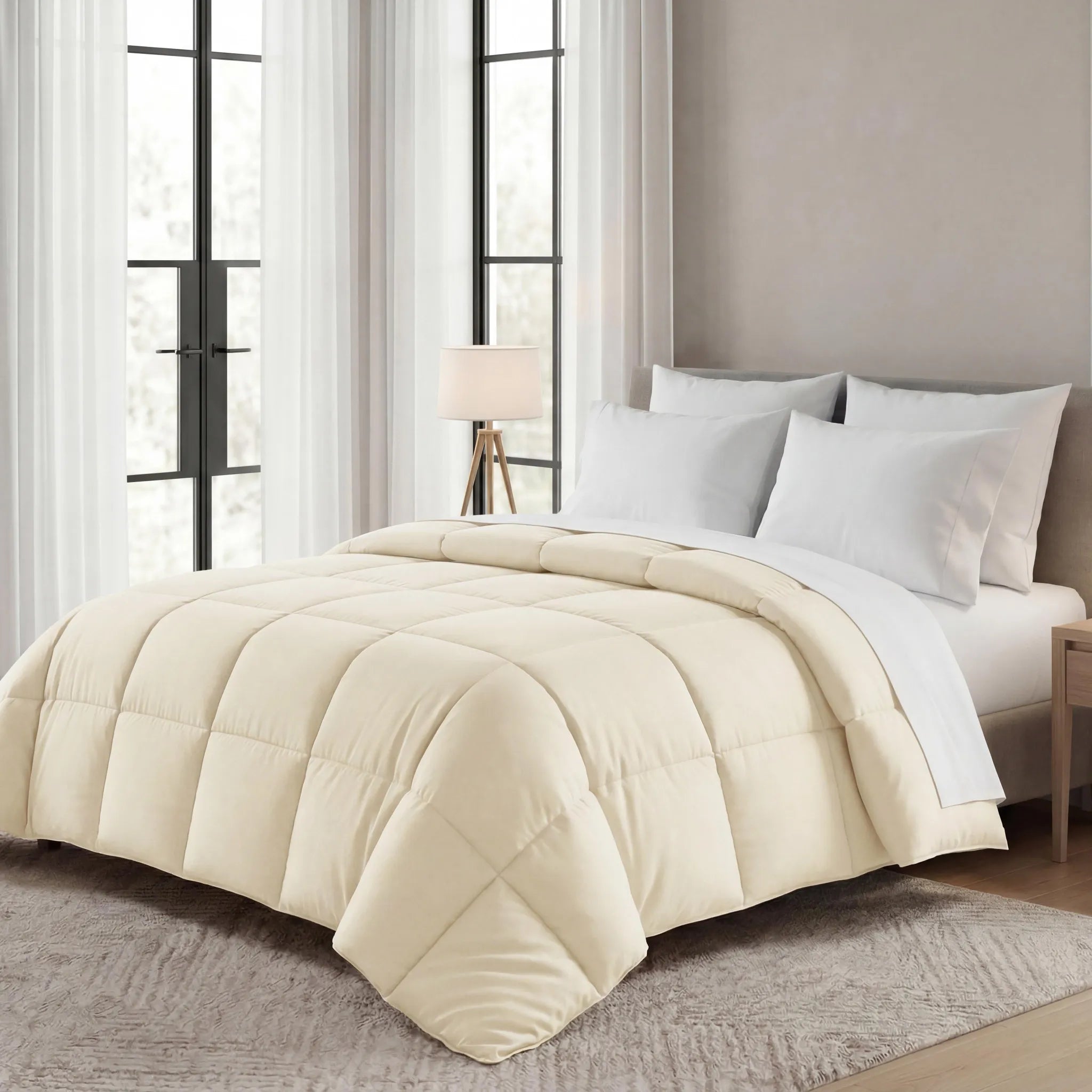 Brushed Microfiber Down Alternative Medium Weight Solid Comforter