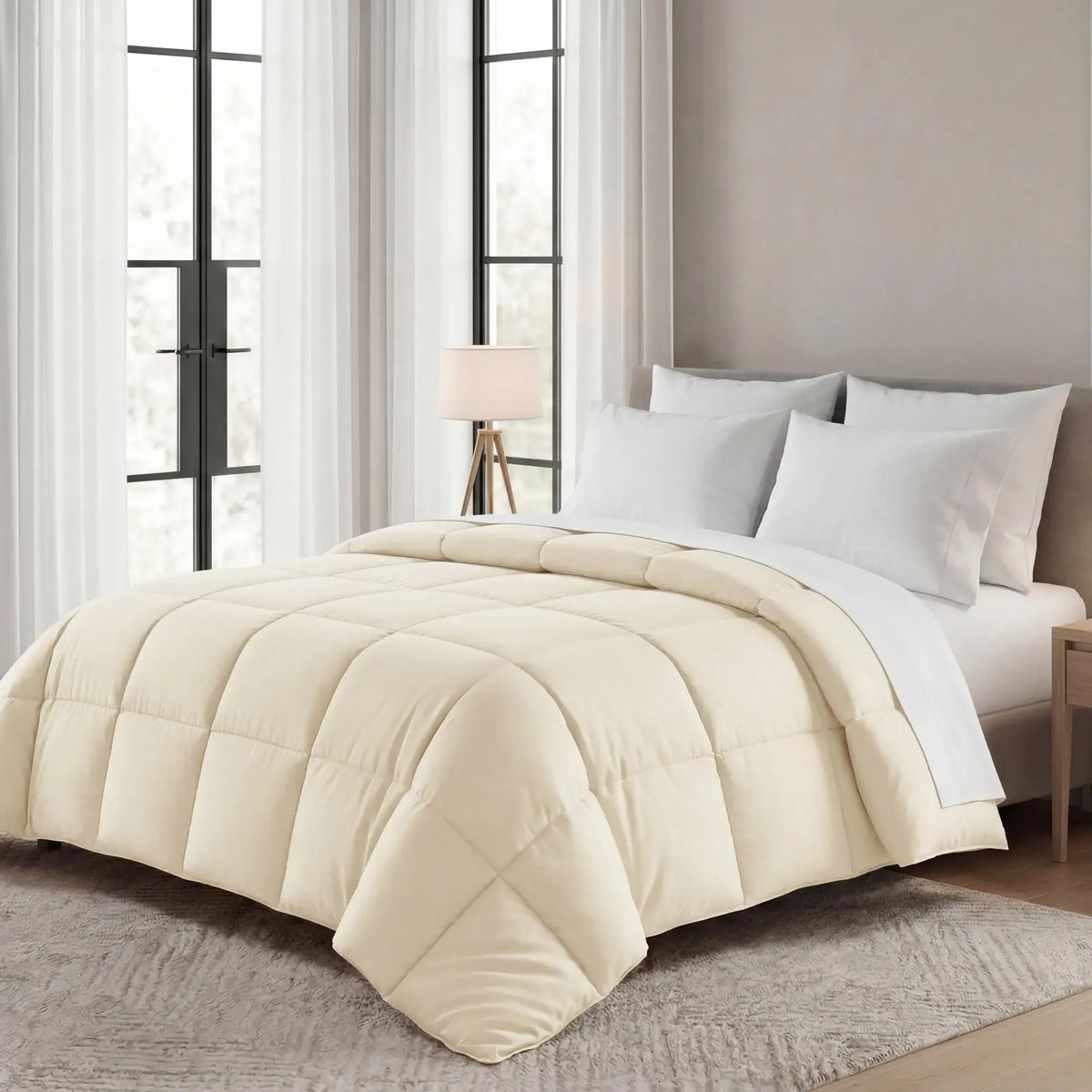 Brushed Microfiber Down Alternative Medium Weight Solid Comforter