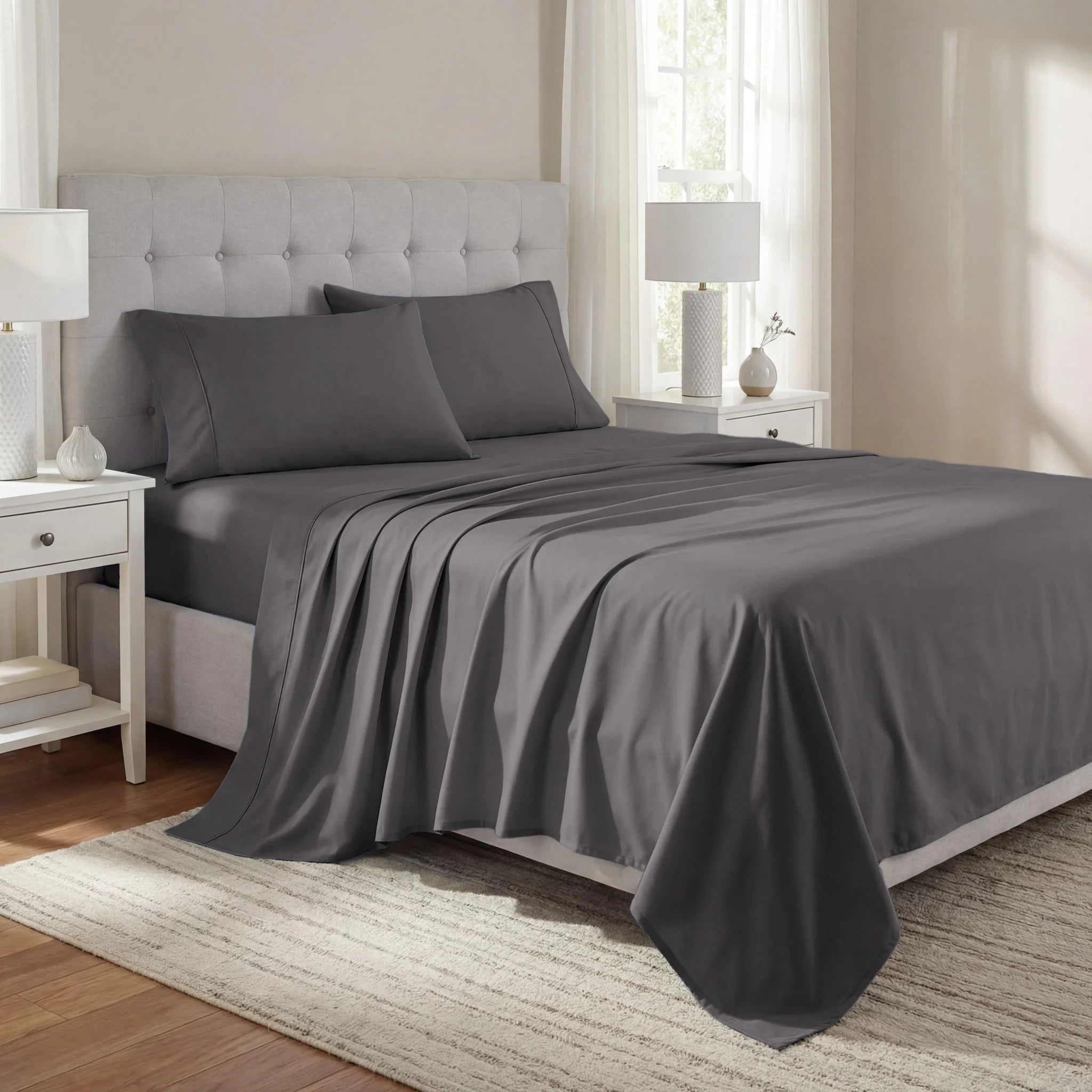 1000 Thread Count Cotton Rich Solid Deep Pocket Bed Sheet Set