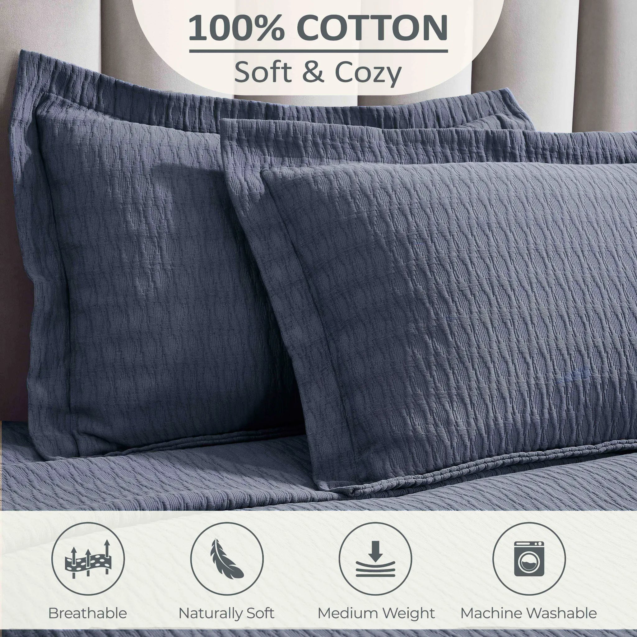 Calvert Cotton Medium Weight Geometric Matelasse Bedspread Set