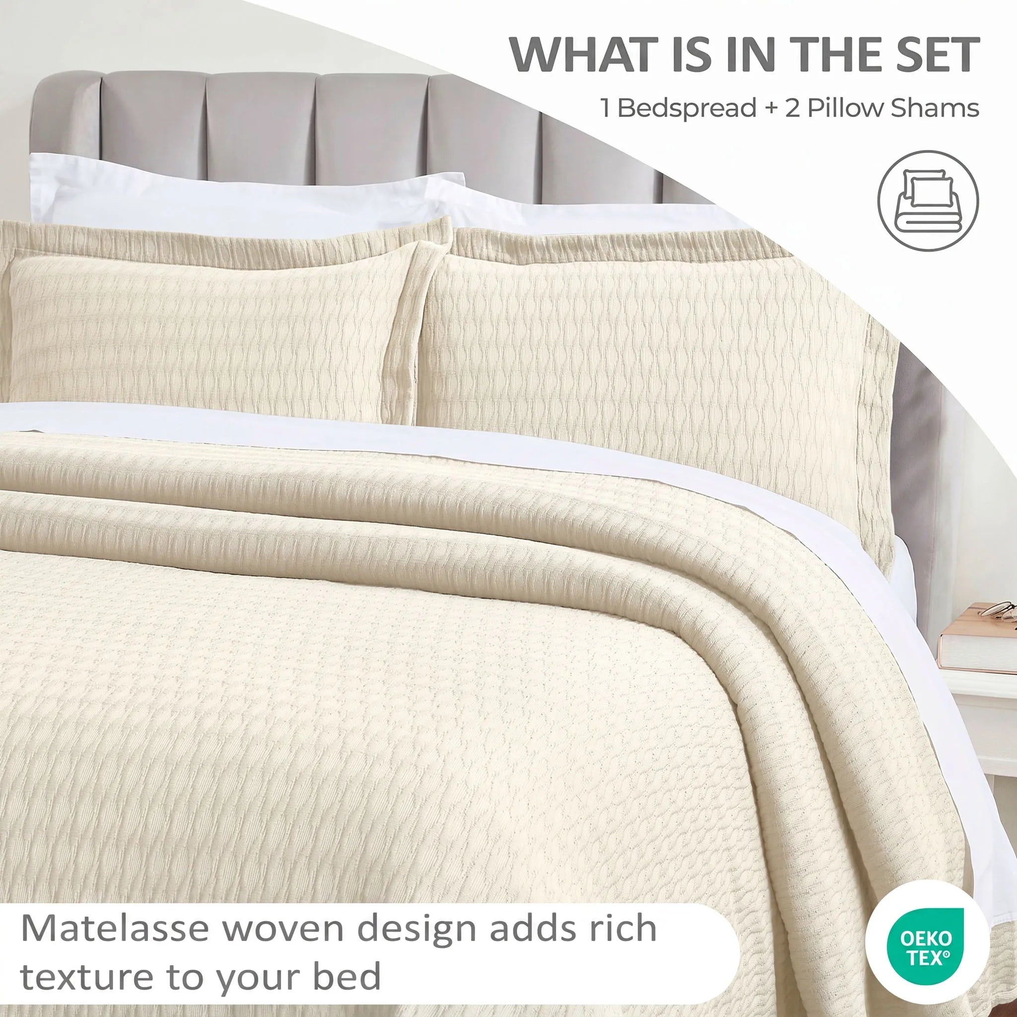 Calvert Cotton Medium Weight Geometric Matelasse Bedspread Set