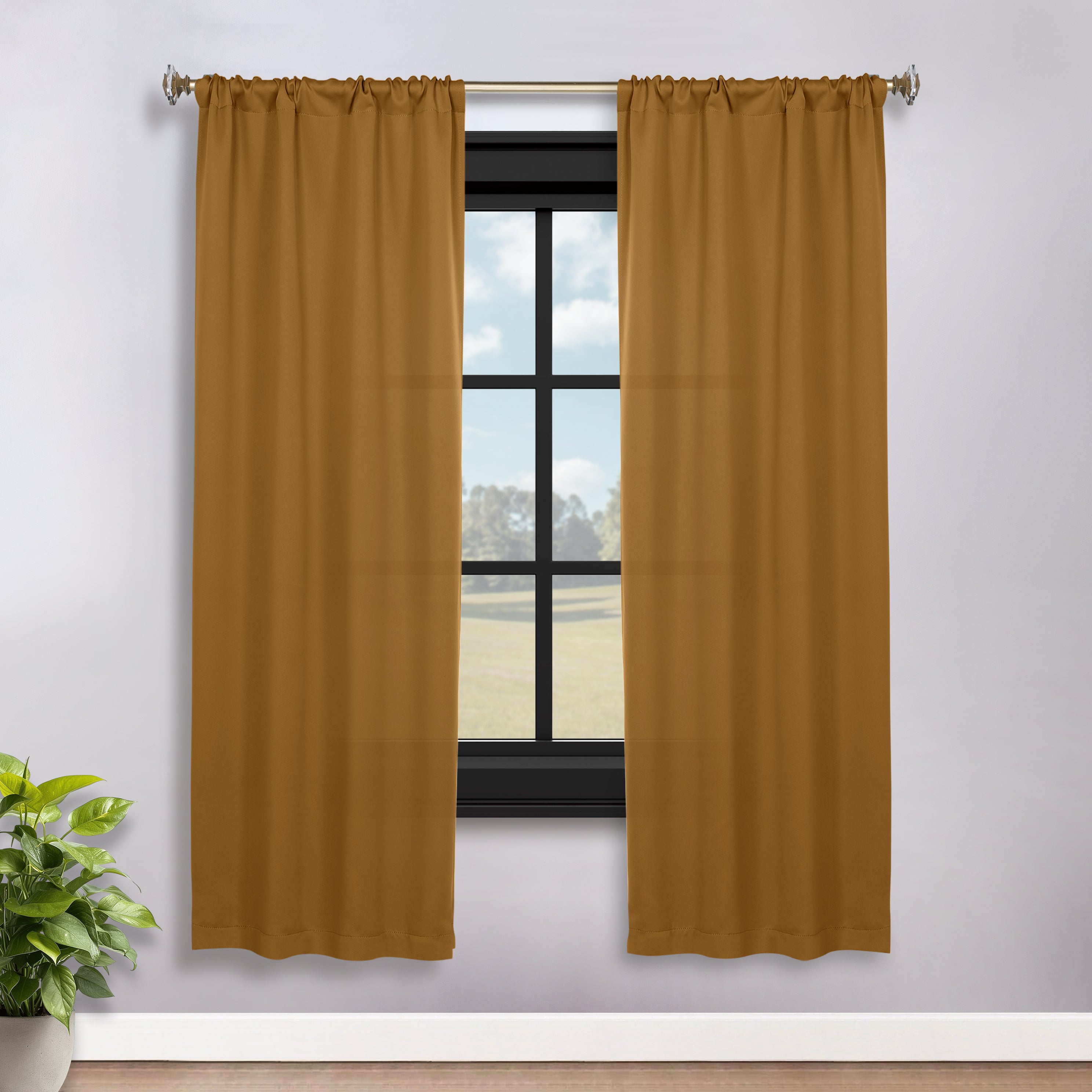 Solid Machine Washable Room Darkening Blackout Curtains, Set of 2 - Blue Nile Mills