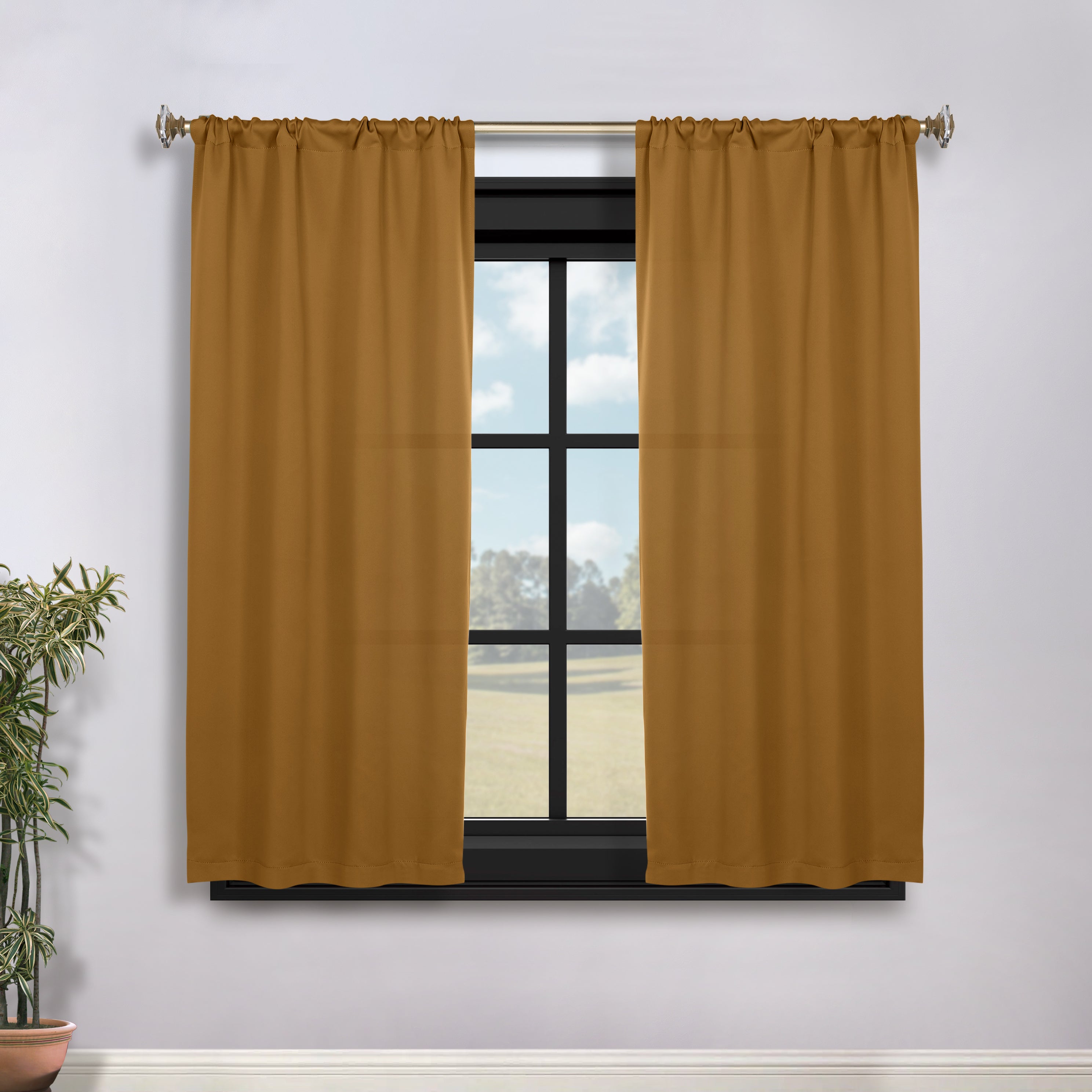 Solid Machine Washable Room Darkening Blackout Curtains, Set of 2 - Blue Nile Mills