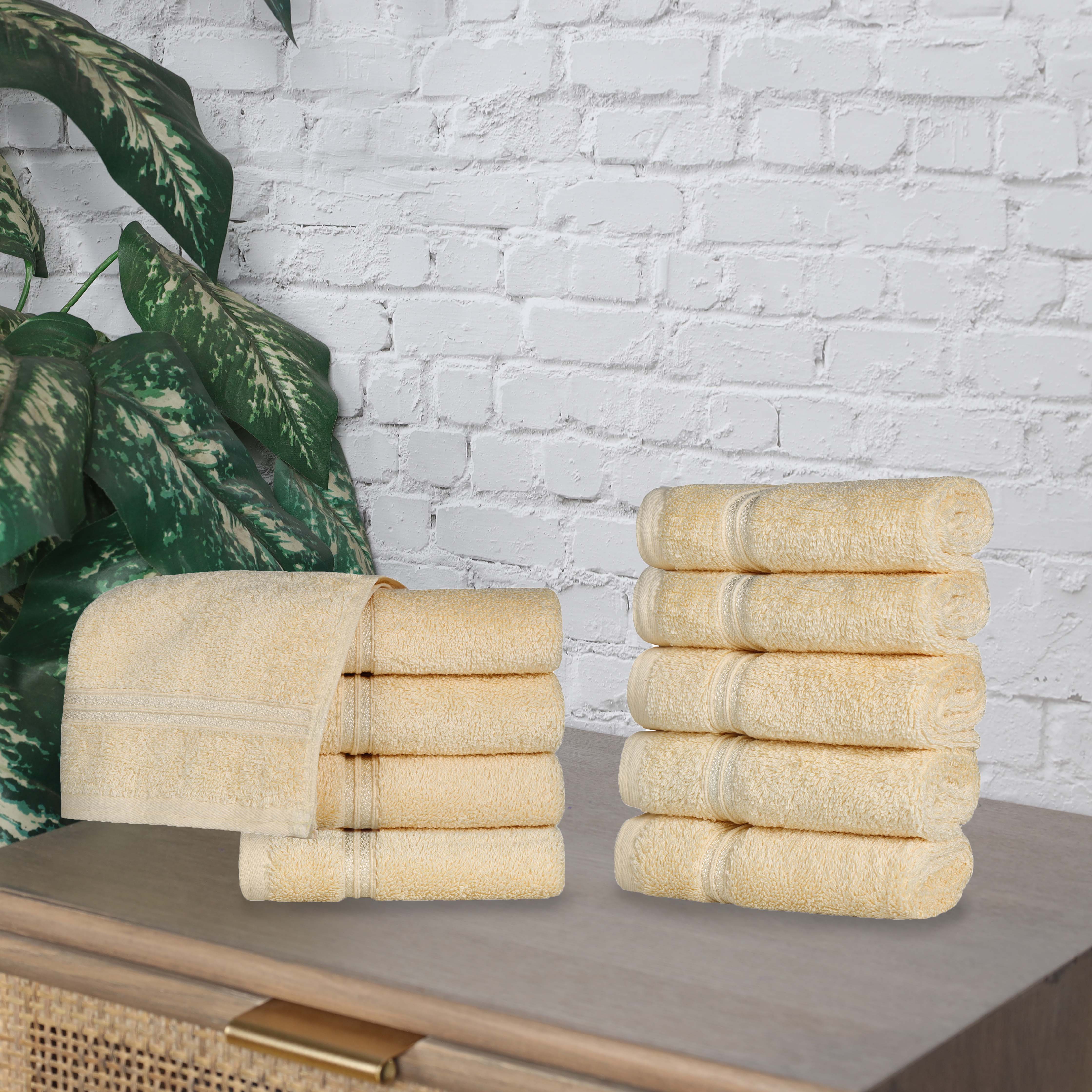 Egyptian Cotton Solid Face Towel Set of 10 - Blue Nile Mills