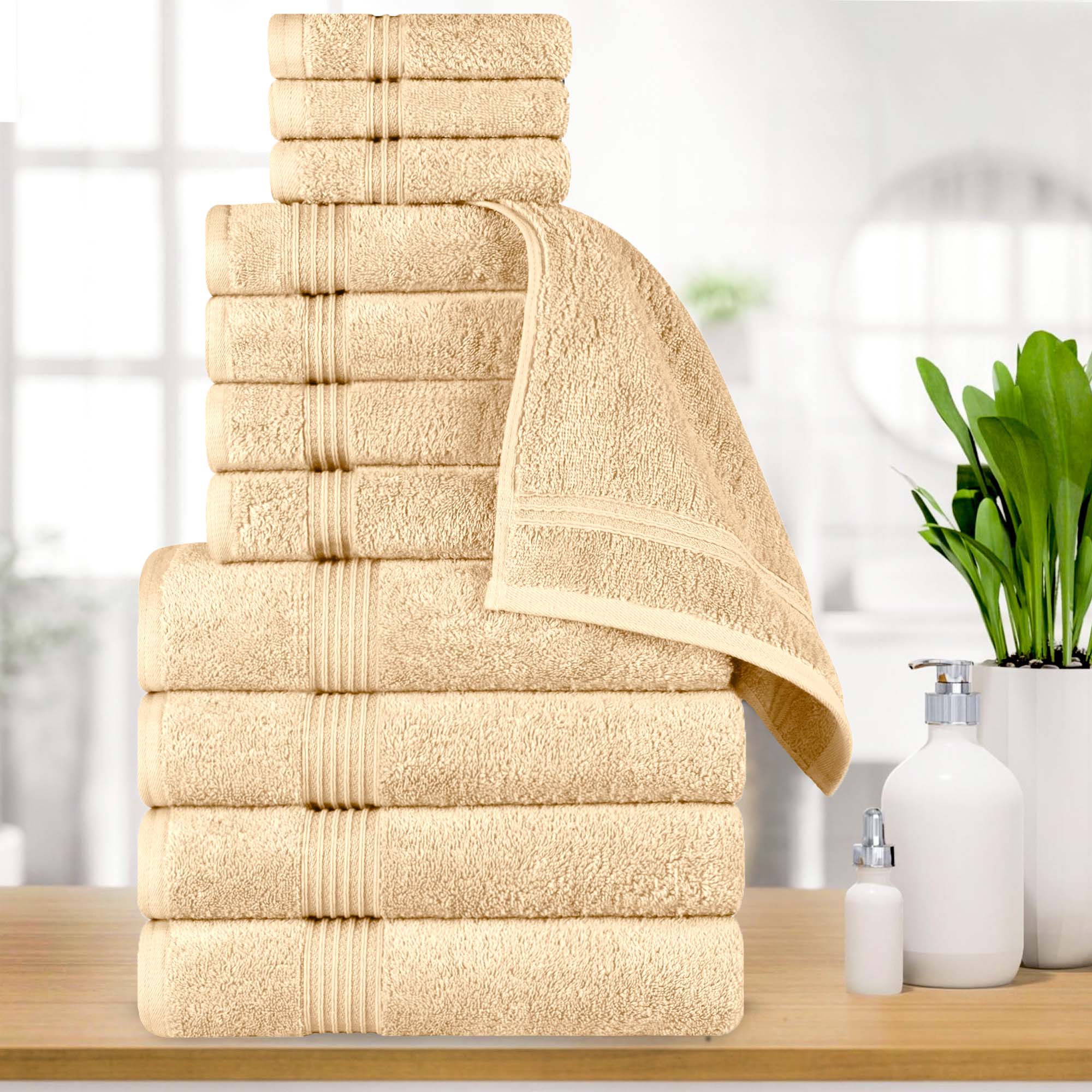 Egyptian Cotton Highly Absorbent Solid 12-Piece Ultra Soft Towel Set - Blue Nile Mills
