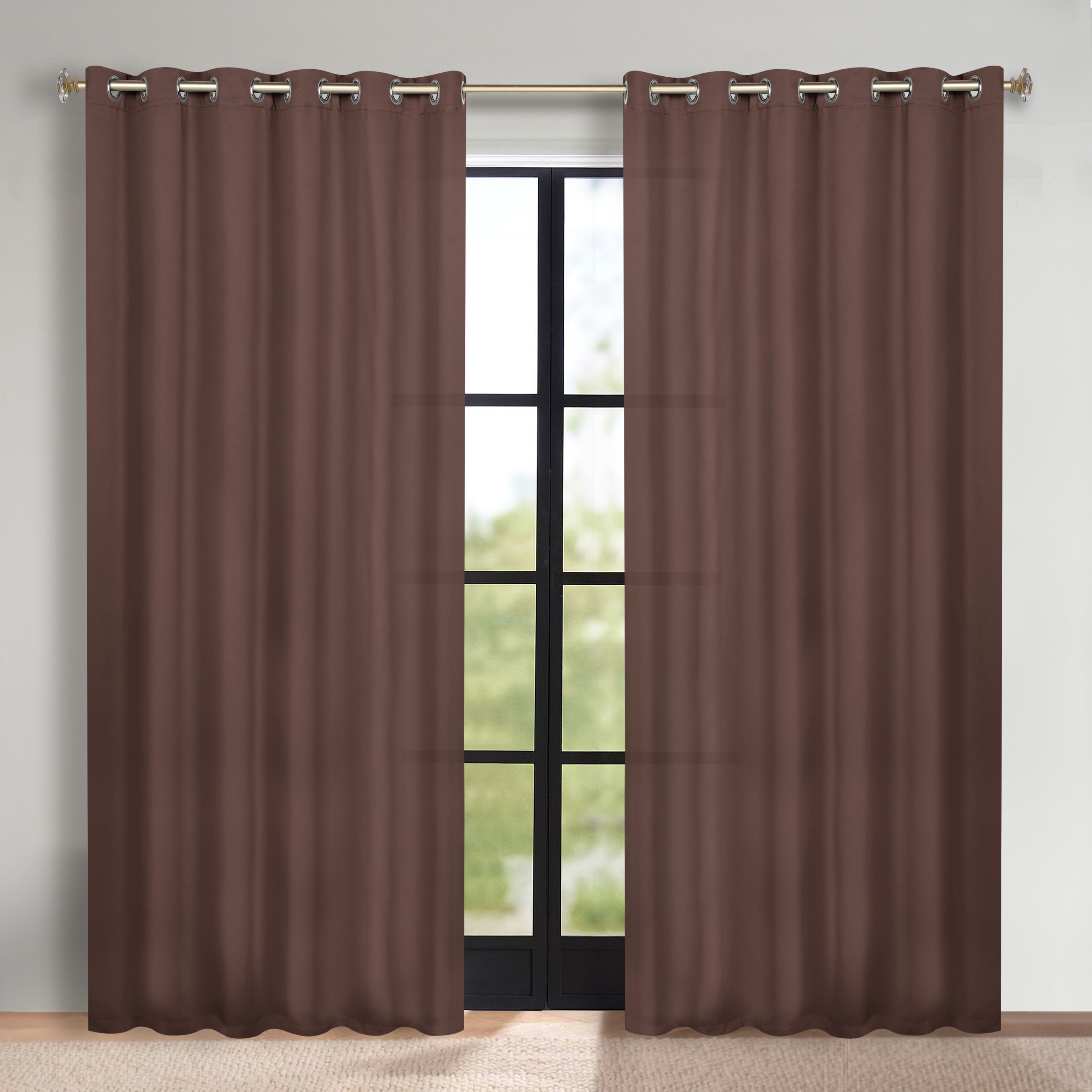 Solid Machine Washable Room Darkening Blackout Curtains, Set of 2 - Blue Nile Mills