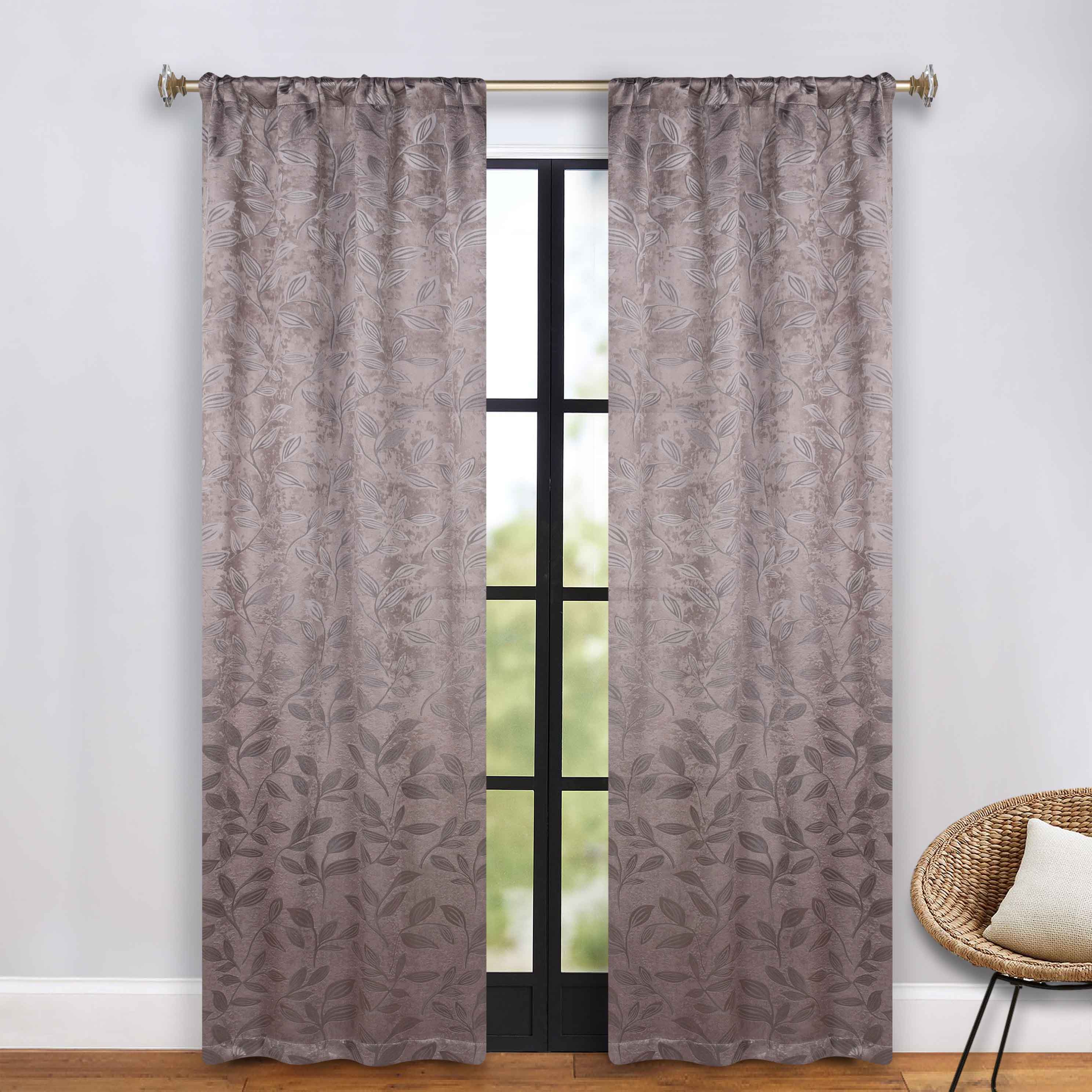 Leaves Rod Pocket Room Darkening Blackout Curtains, Set of 2 - Blue Nile Mills