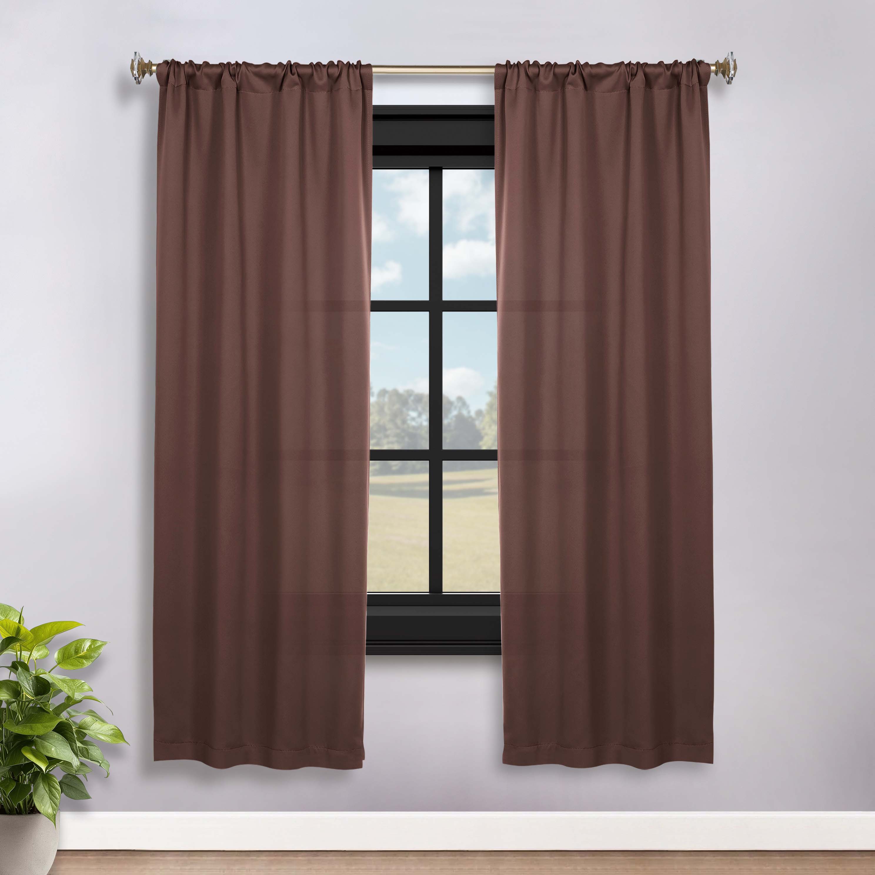 Solid Machine Washable Room Darkening Blackout Curtains, Set of 2 - Blue Nile Mills