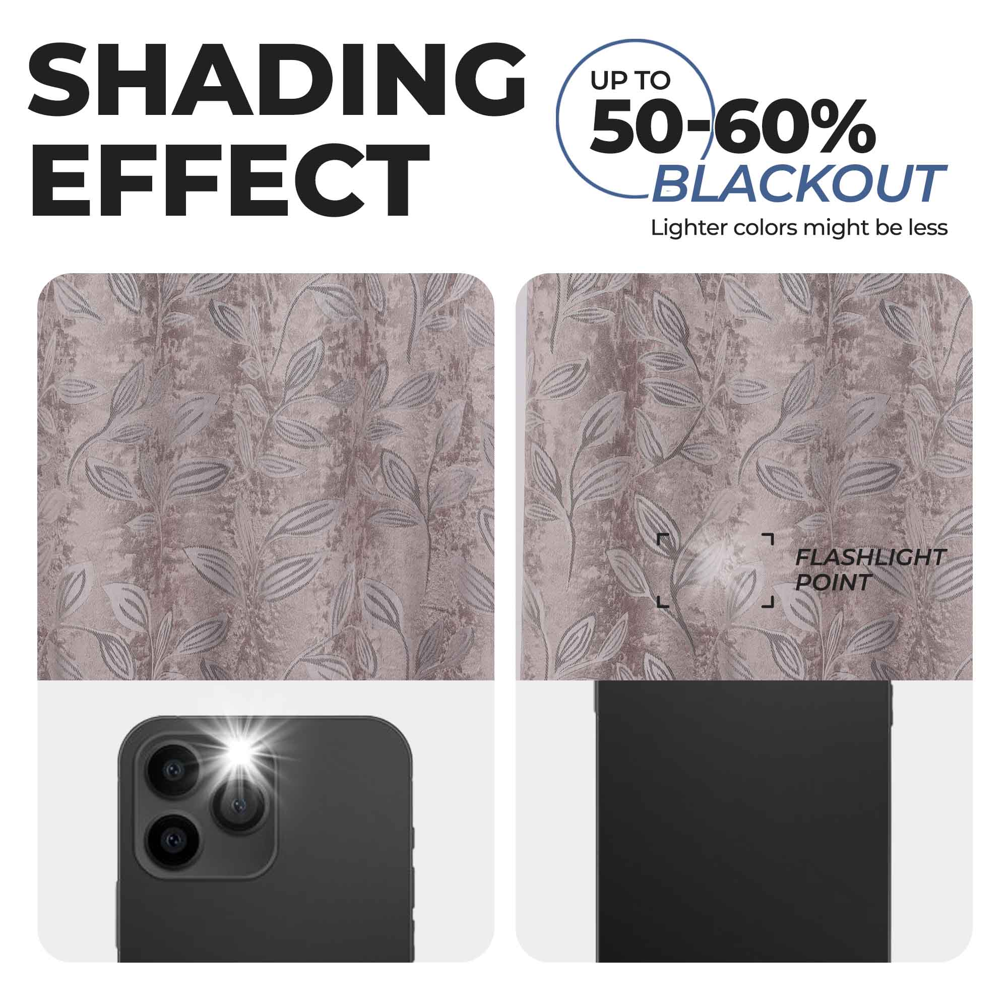 Leaves Rod Pocket Room Darkening Blackout Curtains, Set of 2 - Blue Nile Mills