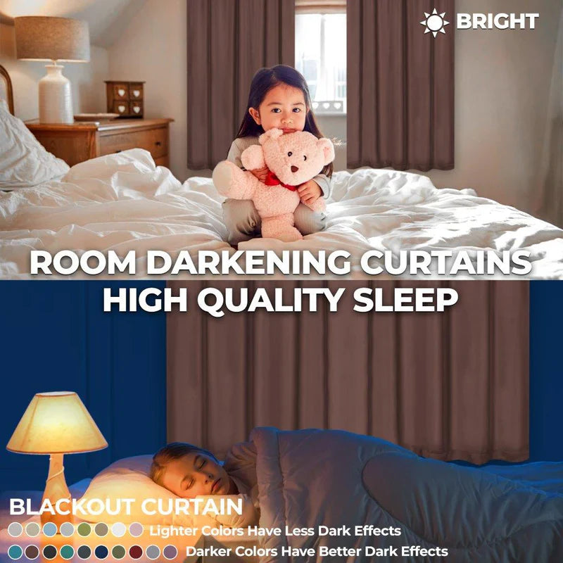 Grommet Room Darkening Solid Blackout Curtains, Set of 2 - Blue Nile Mills