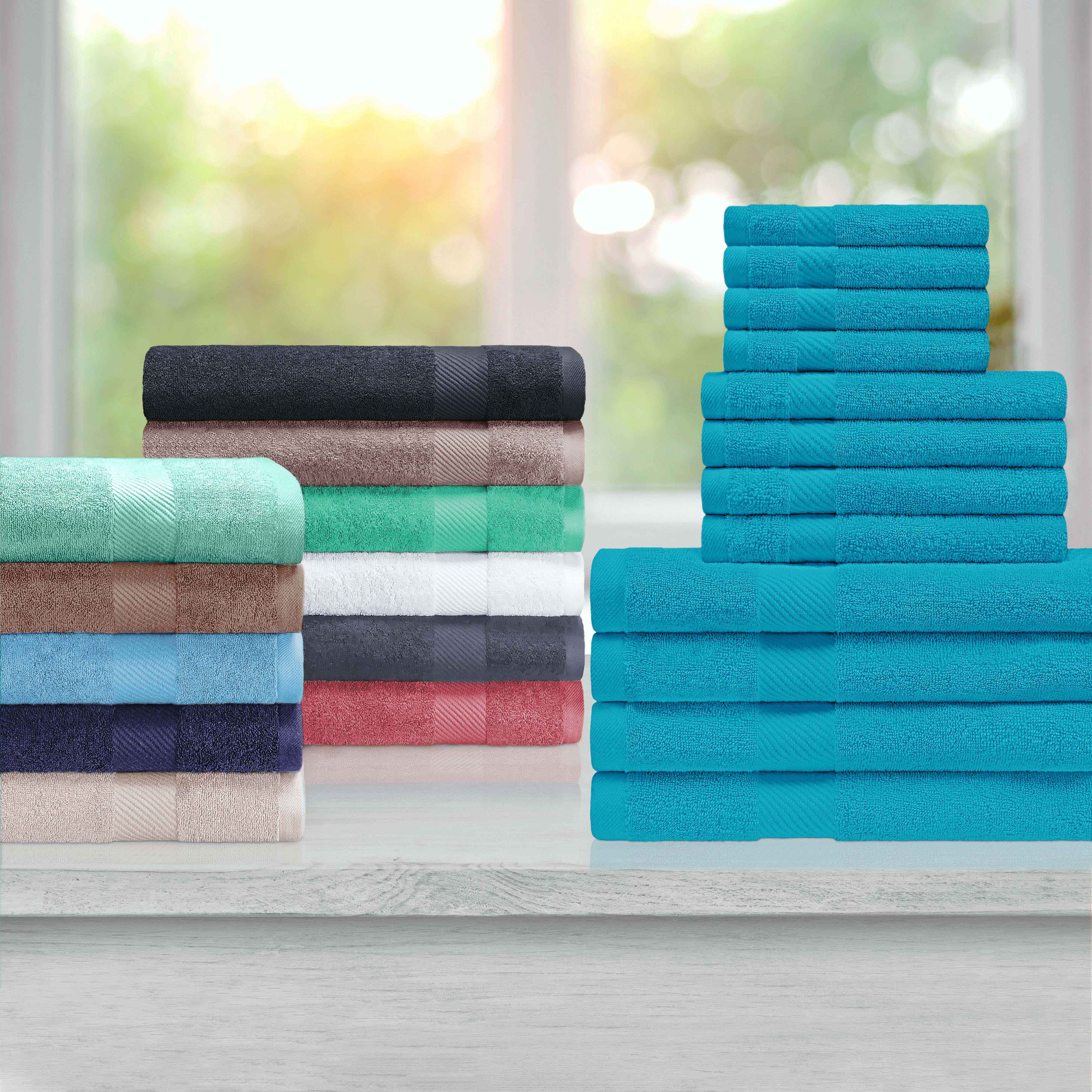 Kendell Egyptian Cotton 4 Piece Bath Towel Set with Dobby Border - Blue Nile Mills