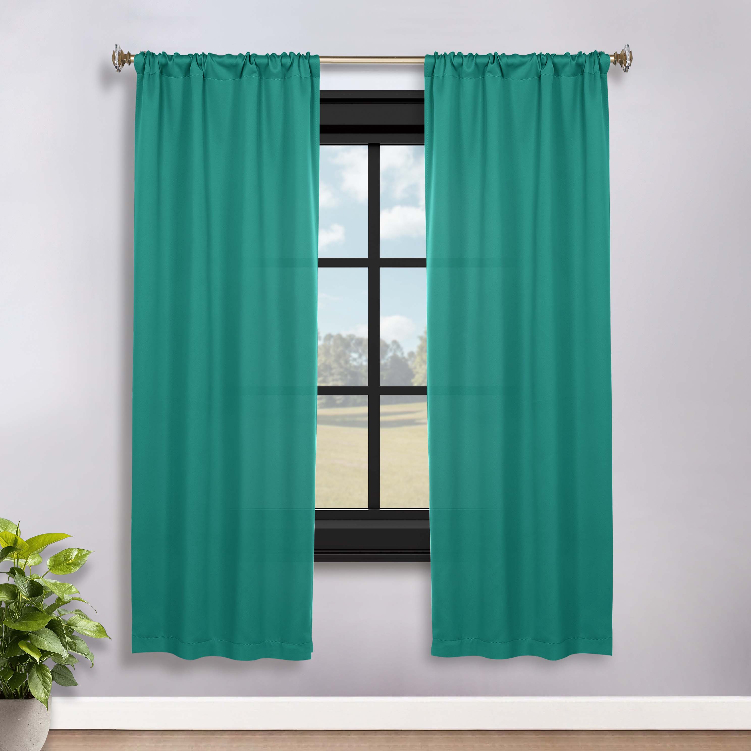 Solid Machine Washable Room Darkening Blackout Curtains, Set of 2 - Blue Nile Mills
