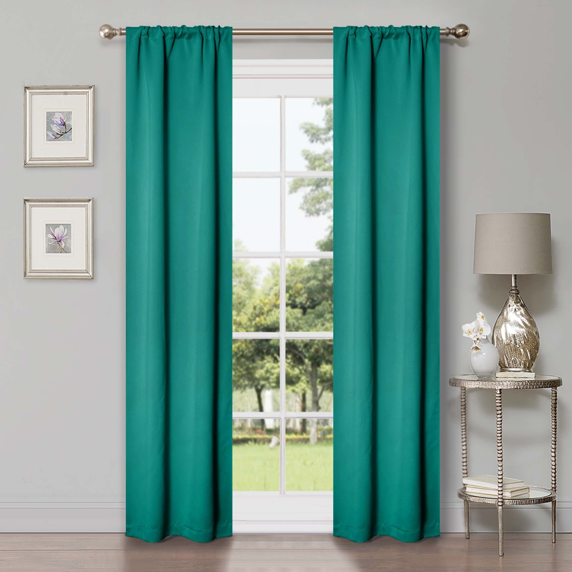 Solid Machine Washable Room Darkening Blackout Curtains, Set of 2 - Blue Nile Mills