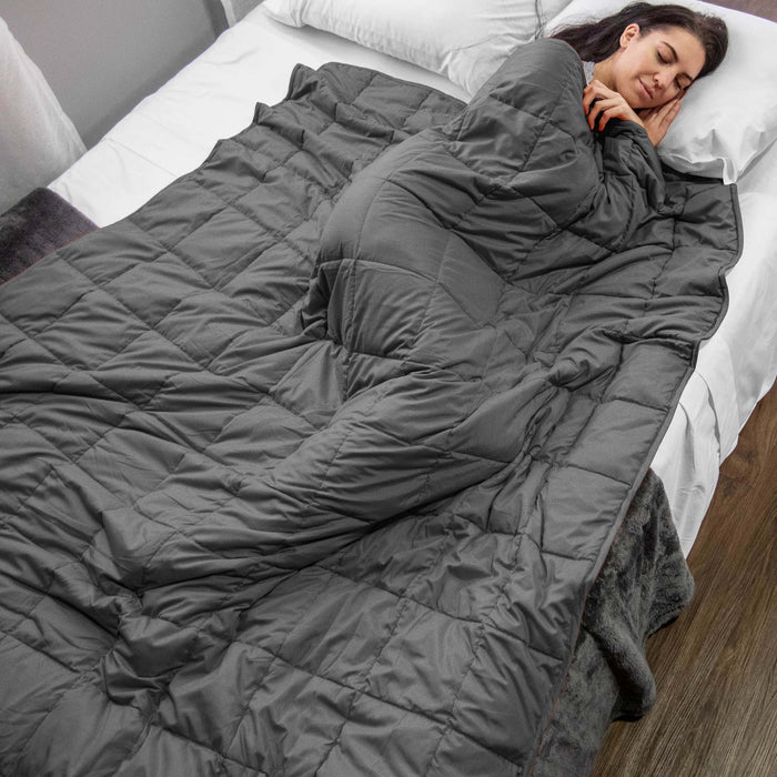 Quilted Microfiber Weighted Throw Blanket - Charcoal