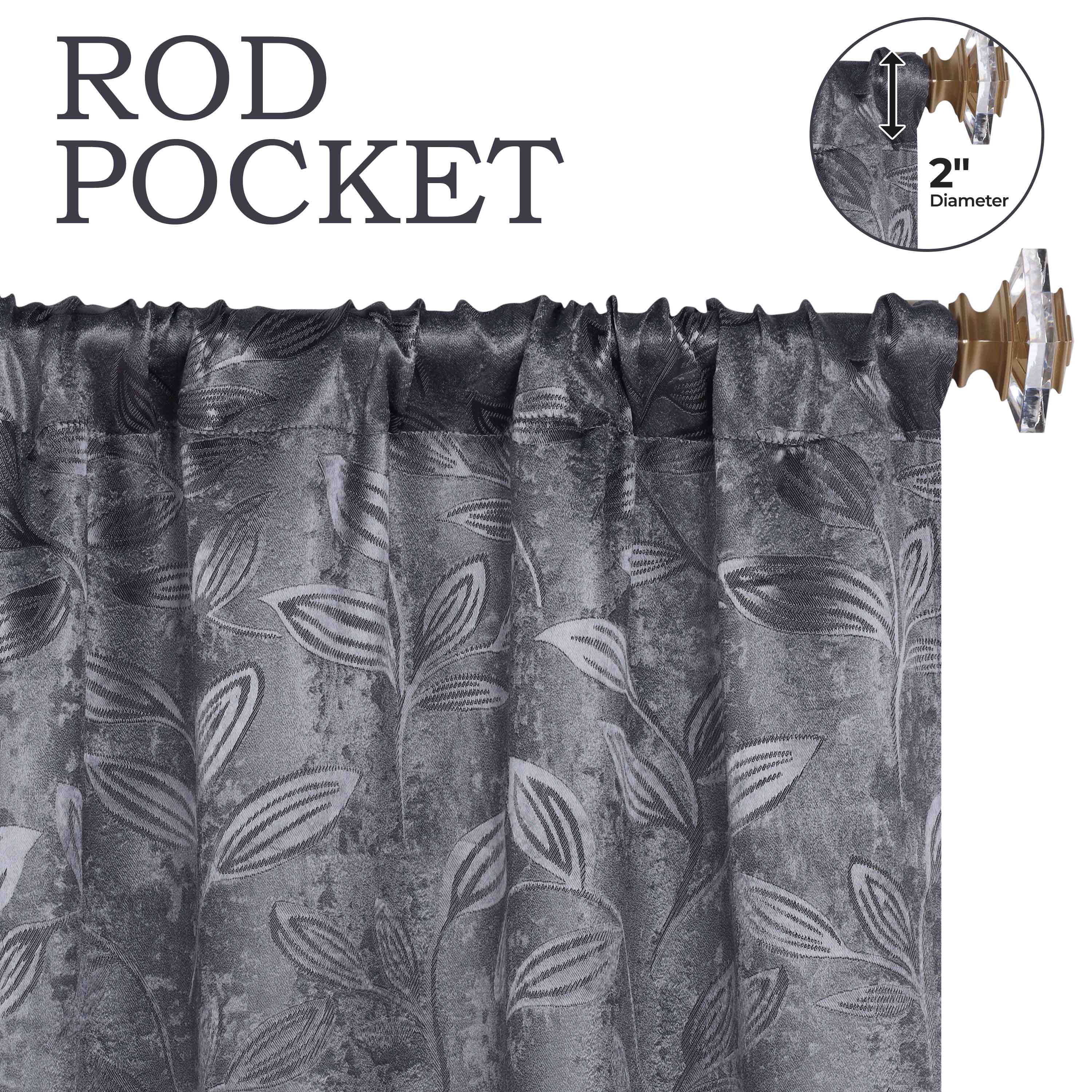 Leaves Rod Pocket Room Darkening Blackout Curtains, Set of 2 - Blue Nile Mills