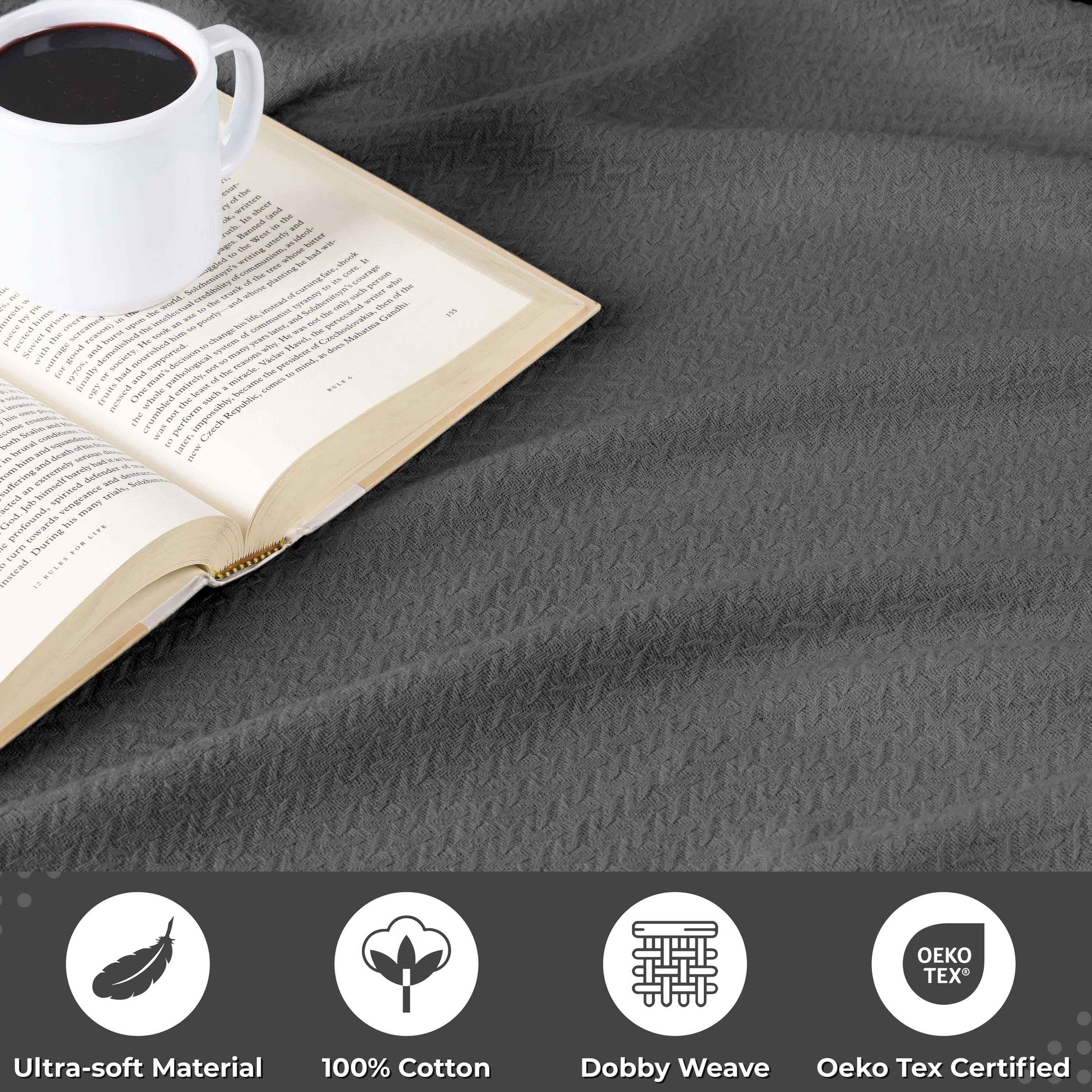 Nobel Cotton Textured Chevron Lightweight Woven Blanket - Blue Nile Mills