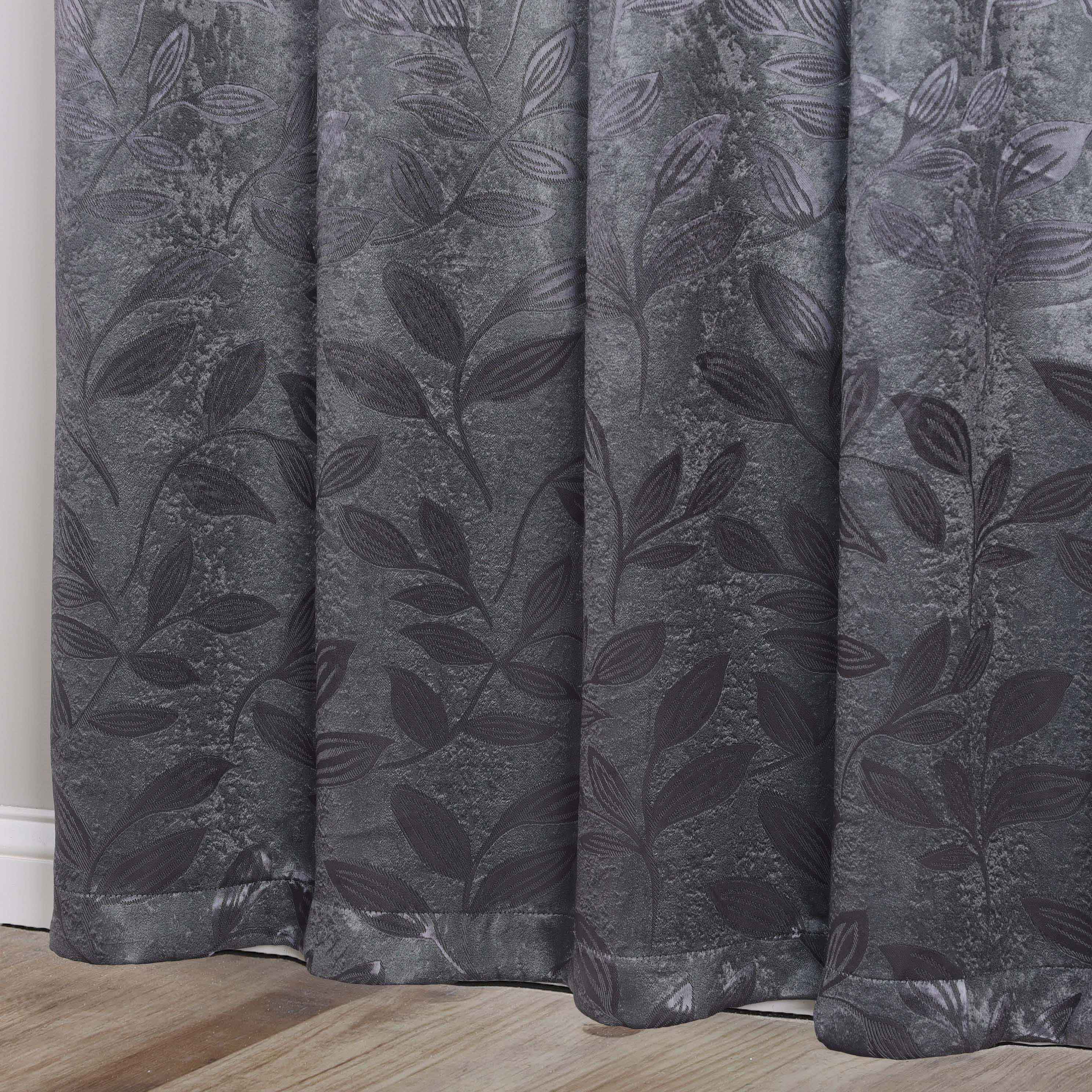 Leaves Rod Pocket Room Darkening Blackout Curtains, Set of 2 - Blue Nile Mills