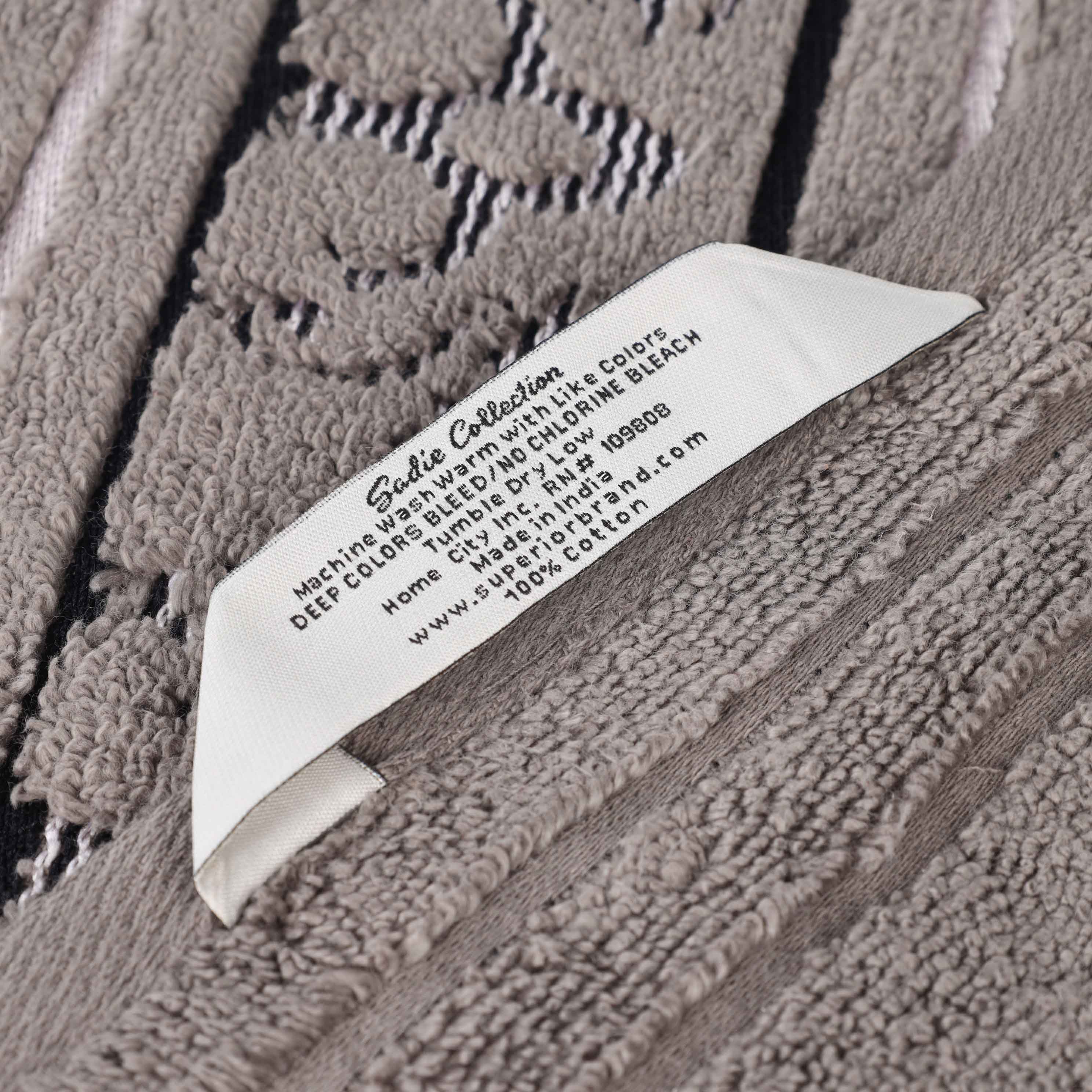 Sadie Zero Twist Cotton Solid and Jacquard Floral Hand Towel Set of 6 - Blue Nile Mills