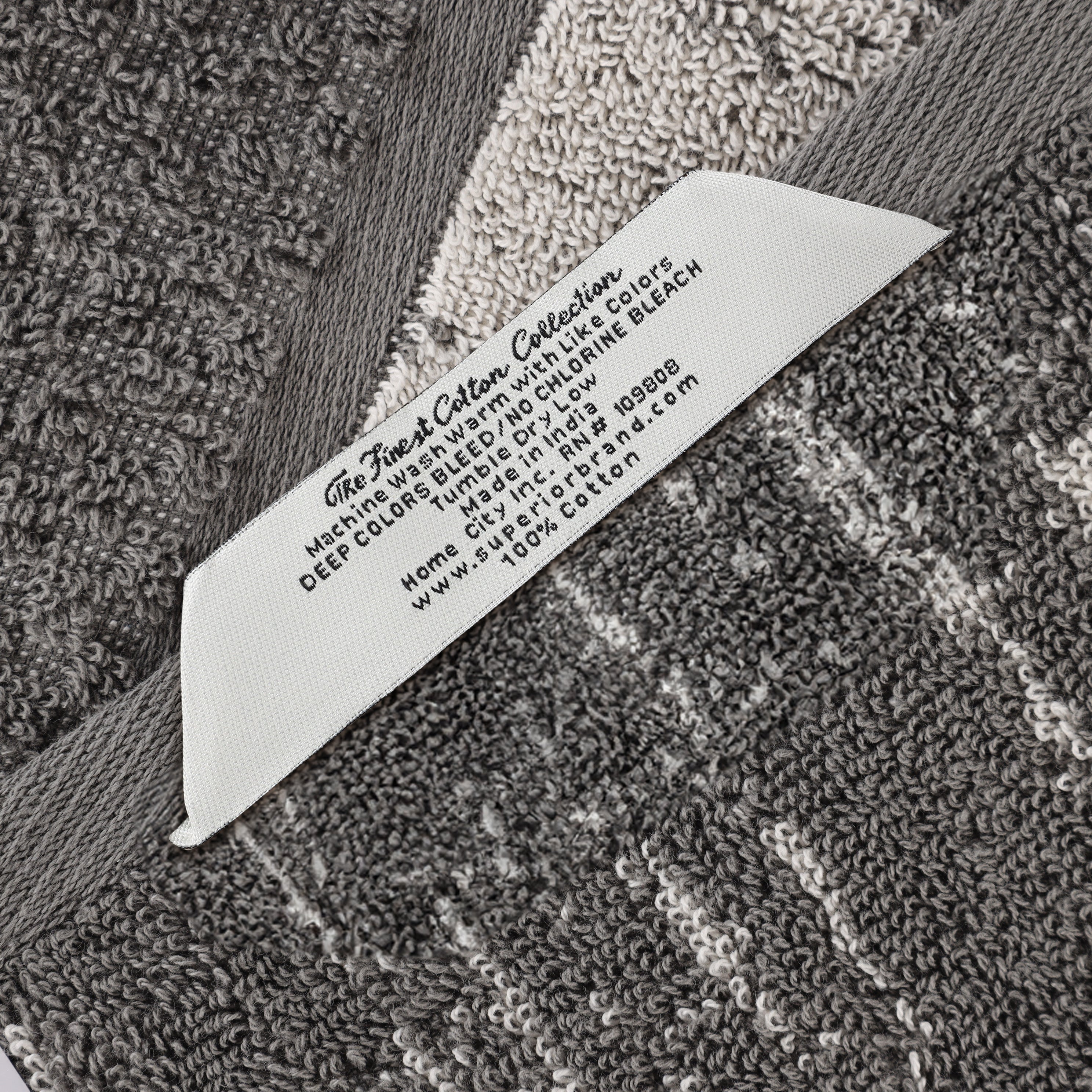 Lodie Cotton Plush Jacquard Solid and Two-Toned Bath Towel Set of 4 - Blue Nile Mills