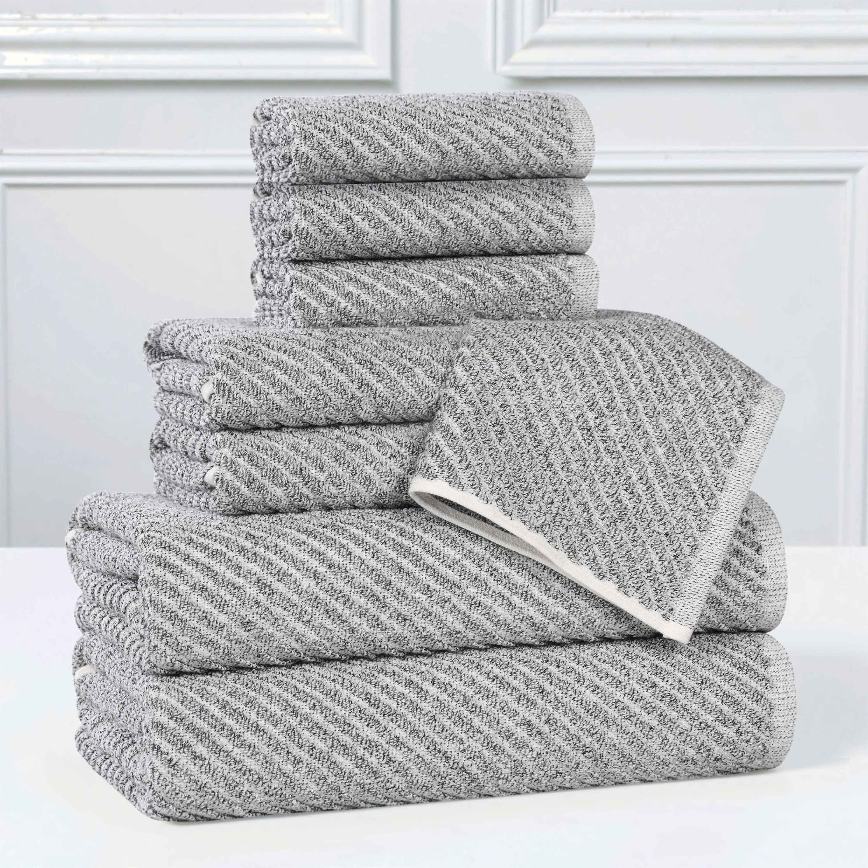 Amelia Cotton Blend Medium Weight Diagonal Stripes 8 Piece Towel Set - Blue Nile Mills