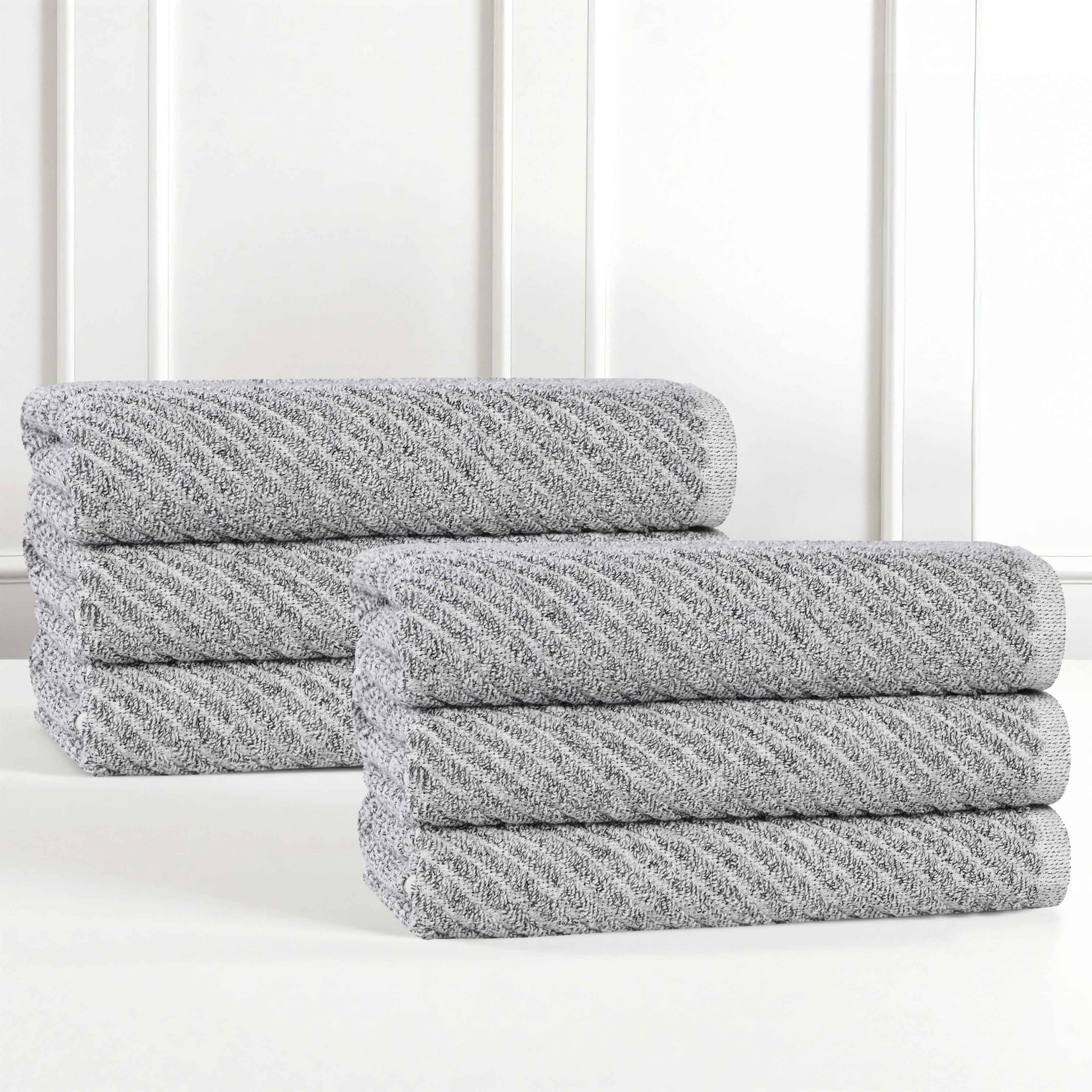 Amelia Cotton Blend Diagonal Stripes Hand Towels, Set of 6 - Blue Nile Mills