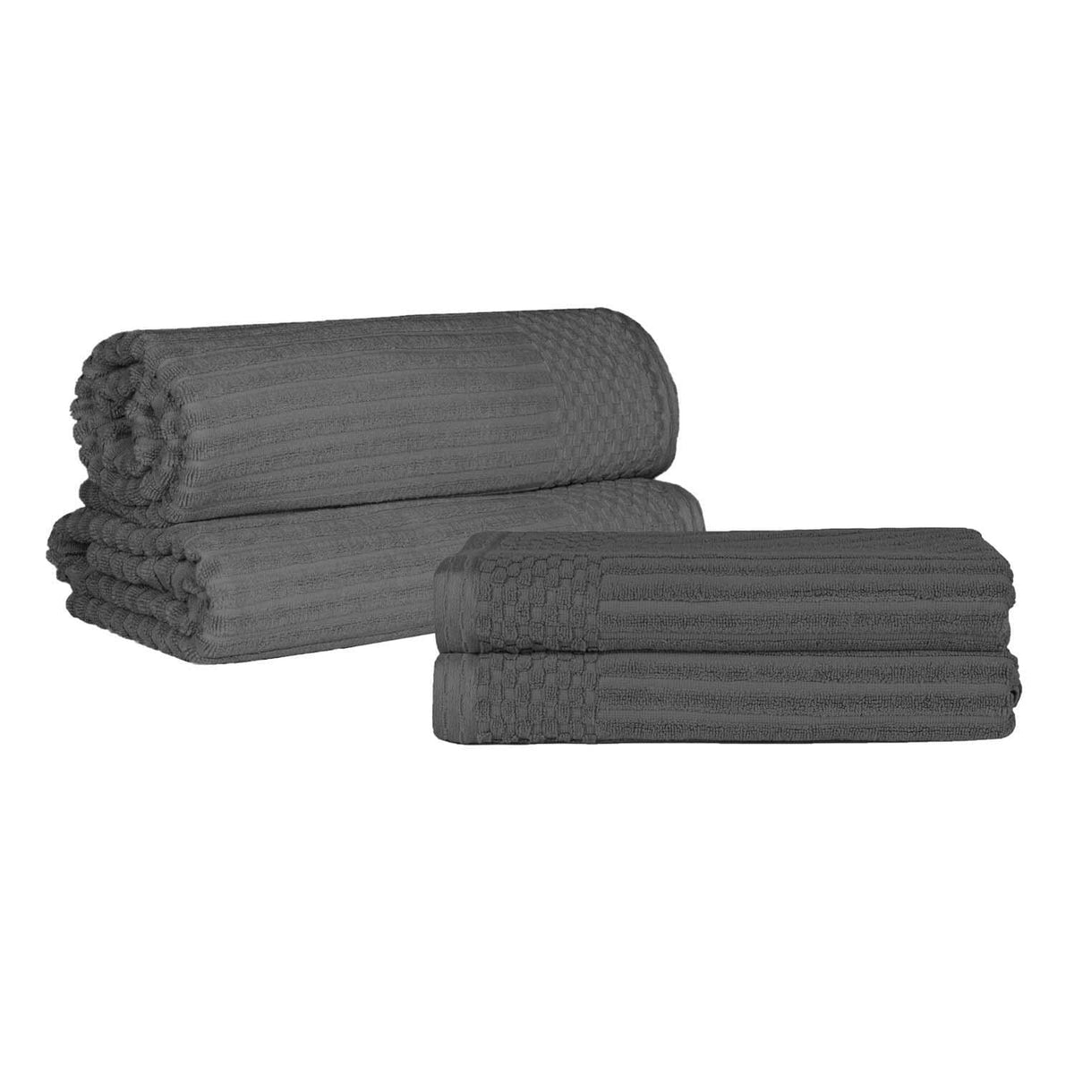 Soho Ribbed Textured Cotton Absorbent Bath Sheet & Bath Towel Set - Blue Nile Mills