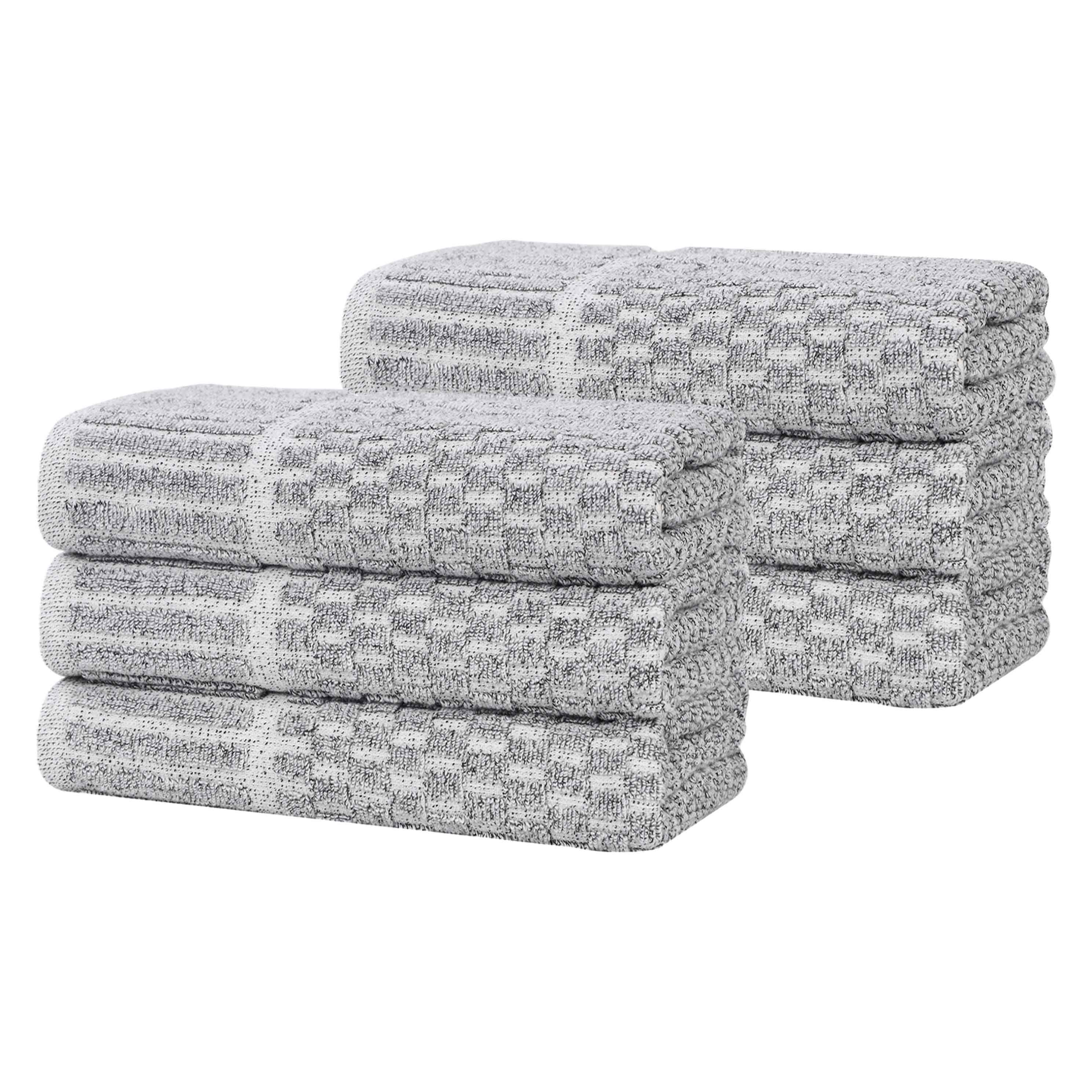 Juno Cotton Blend Medium Weight Checkered Border Hand Towels, Set of 6 - Blue Nile Mills